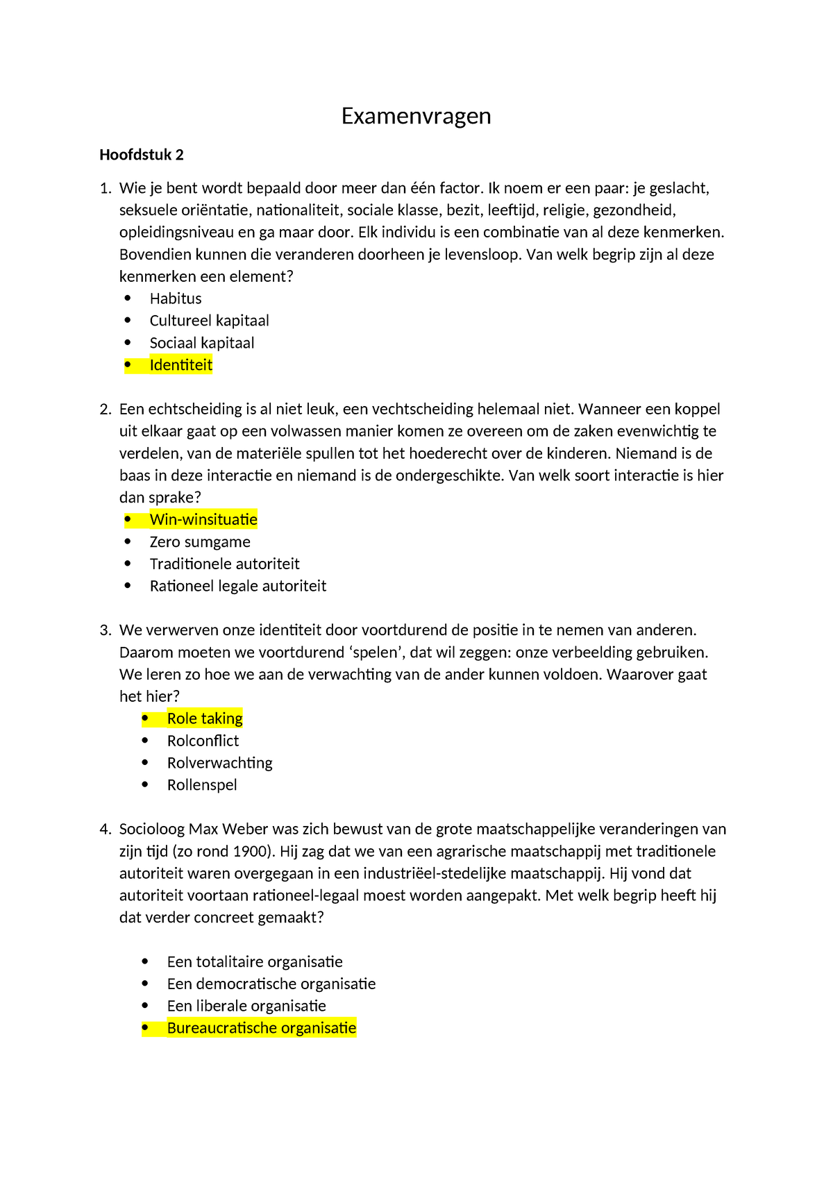 Examenvragen - Examenvragen Hoofdstuk 2 Wie Je Bent Wordt Bepaald Door ...