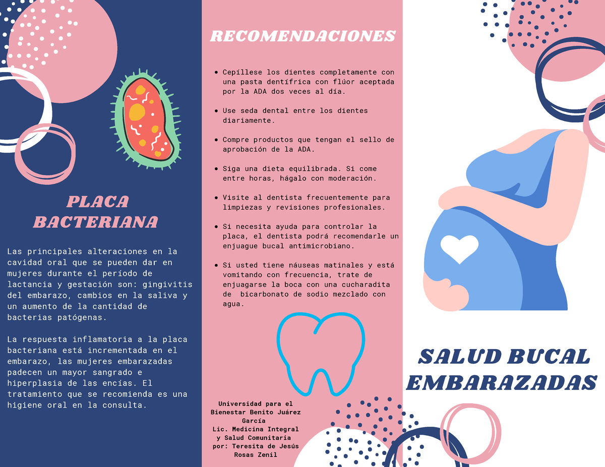 Salud Bucal Embarazo Teresita Rosas 201 Cepíllese Los Dientes Completamente Con Una Pasta 9893