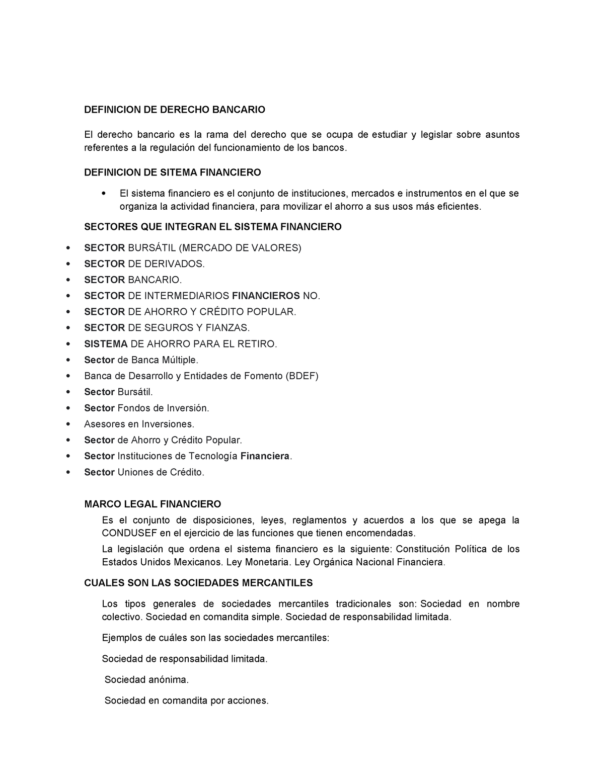 GUIA DE Estudio Derecho Bancario - DEFINICION DE DERECHO BANCARIO El ...