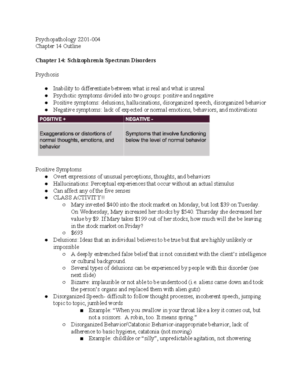 PSy 2201 Chapter 14 Lecture Notes - Psychopathology 2201- Chapter 14 ...