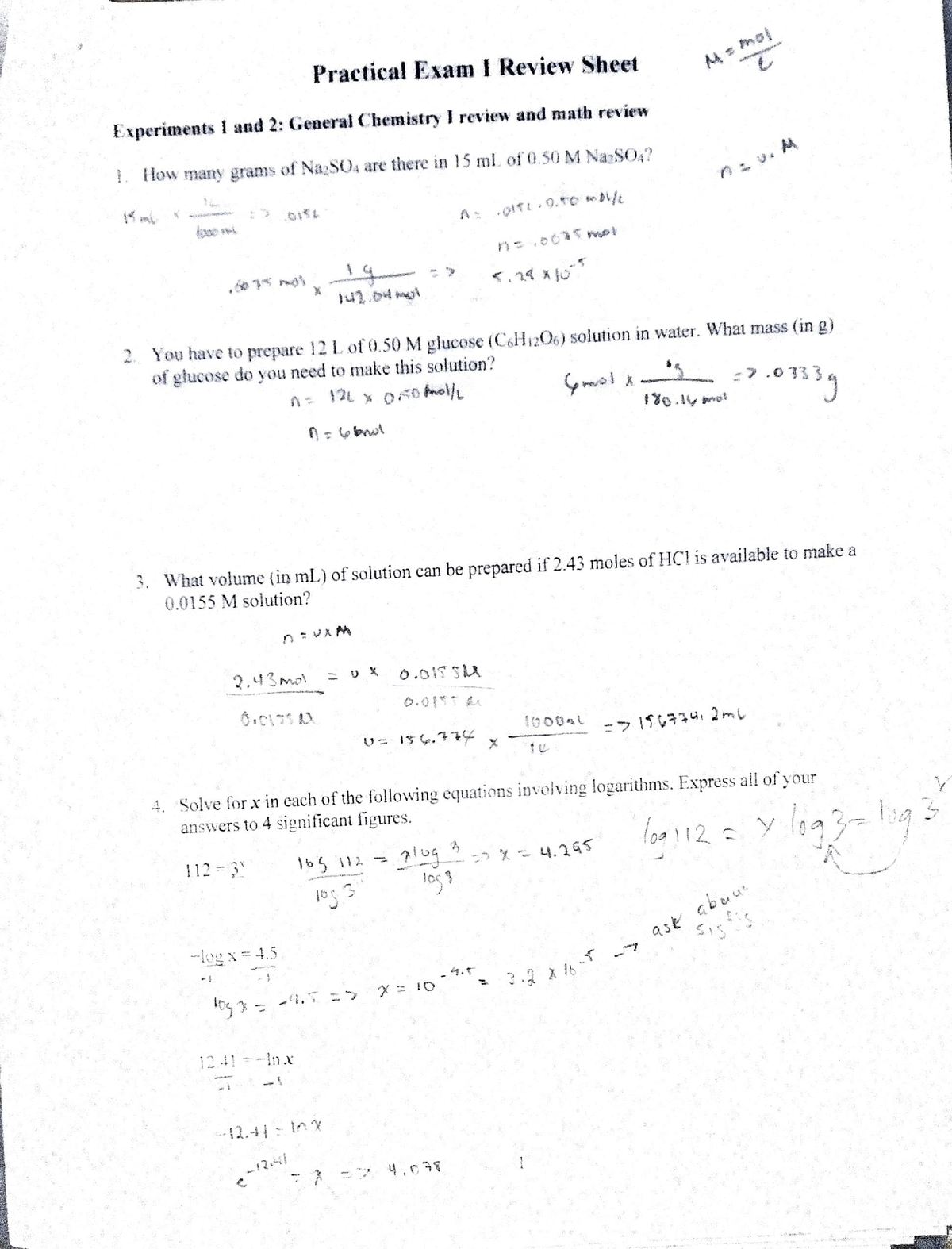 practical exam 1 review sheet - CHE 1114 - Studocu