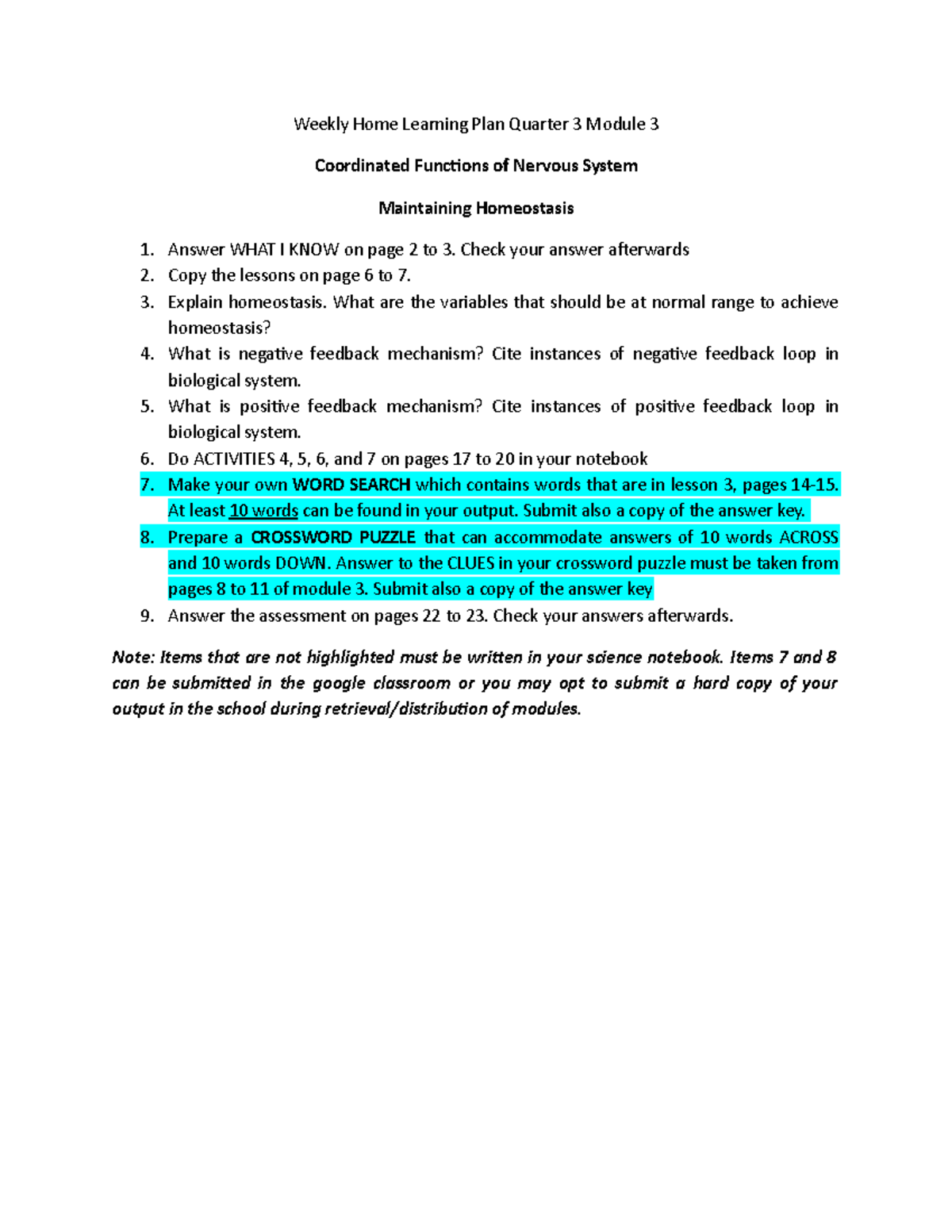 Weekly Home Learning Plan Quarter 3 Module 3 - Weekly Home Learning ...