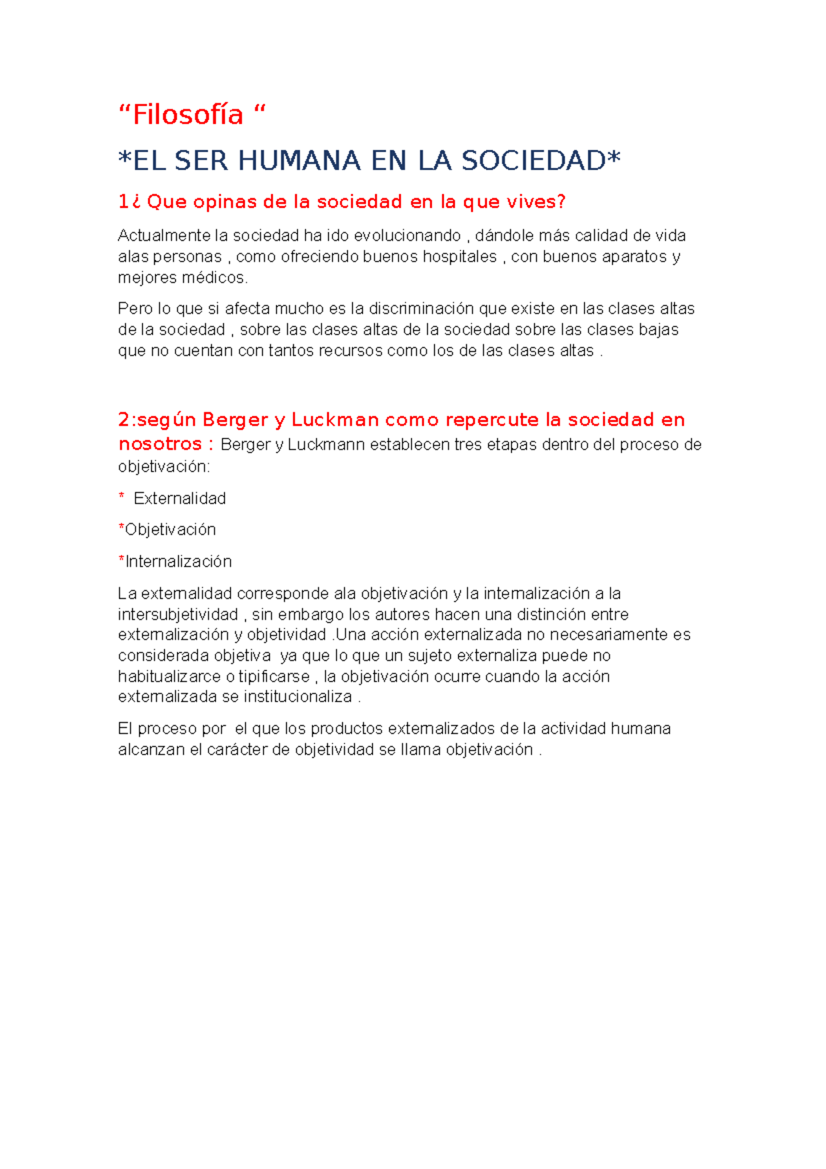 Documento - Te ayudarán - “Filosofía “ EL SER HUMANA EN LA SOCIEDAD 1 ...