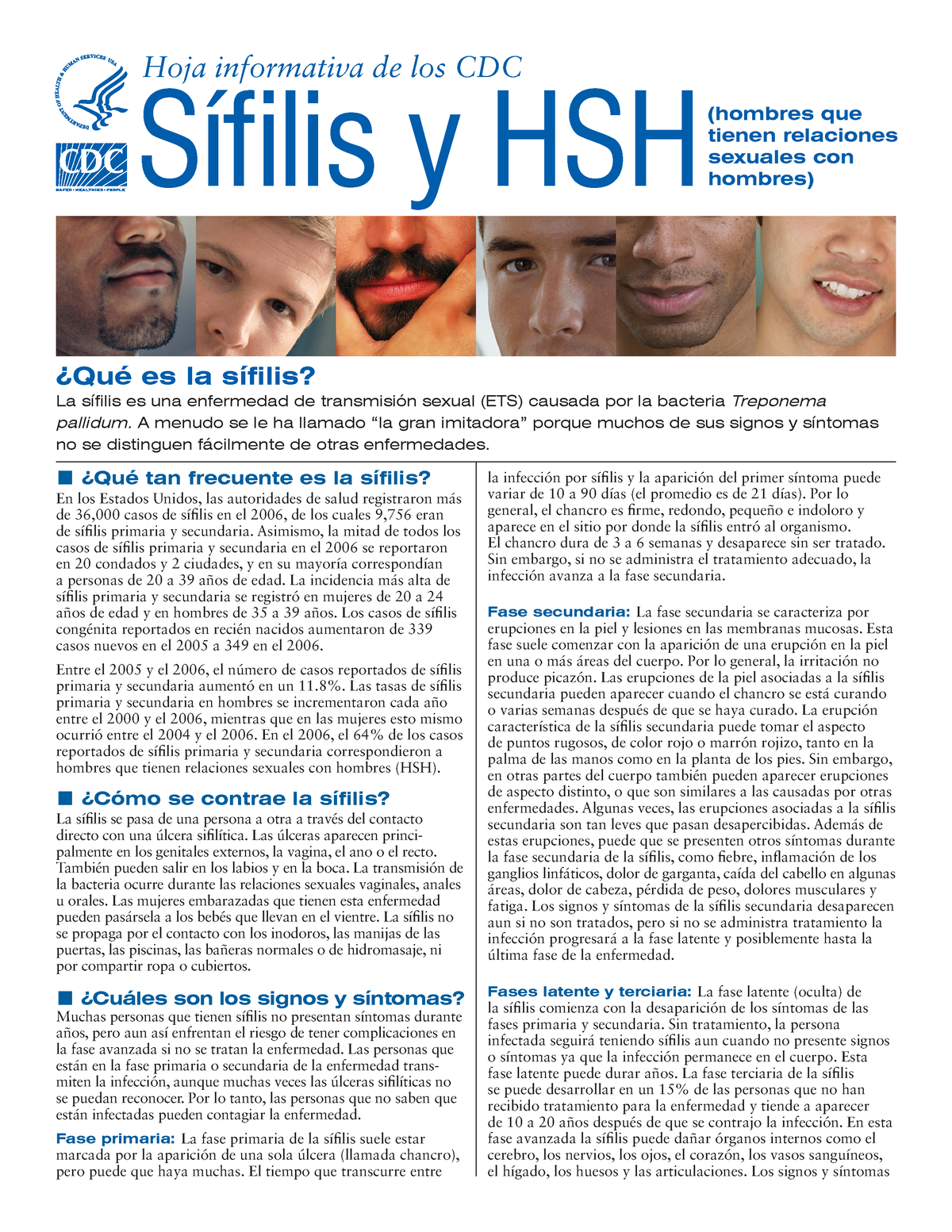 Syphilis Msm Fact Sheet S Press 2009 - G ¿Qué Tan Frecuente Es La ...