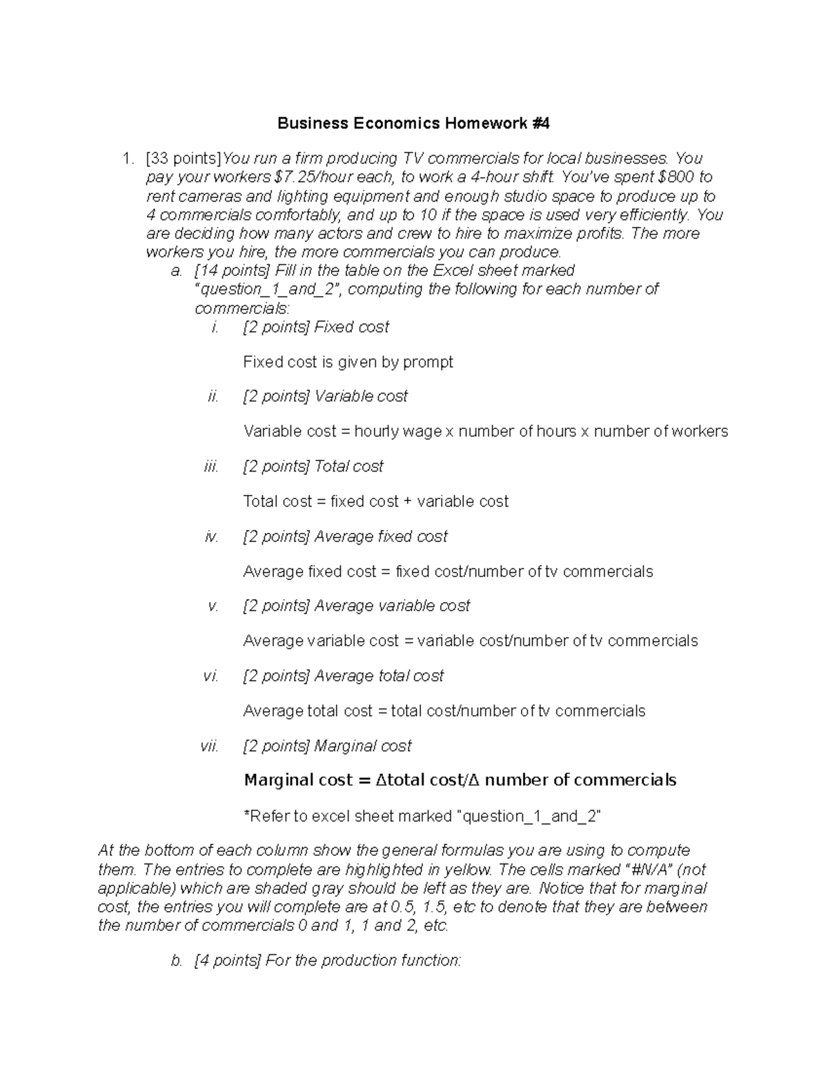 BCON HW #4 - Homework #4 - Business Economics Homework # [33 points]You ...