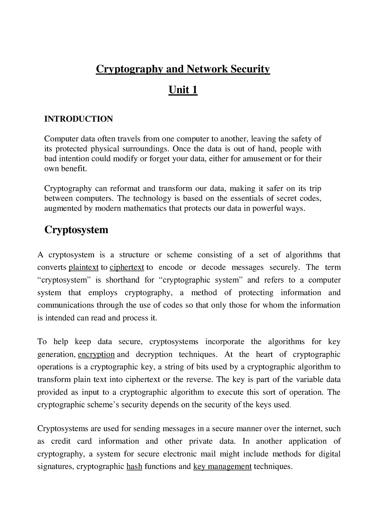 Cryptography And Network Security Unit 1 - Cryptography And Network ...