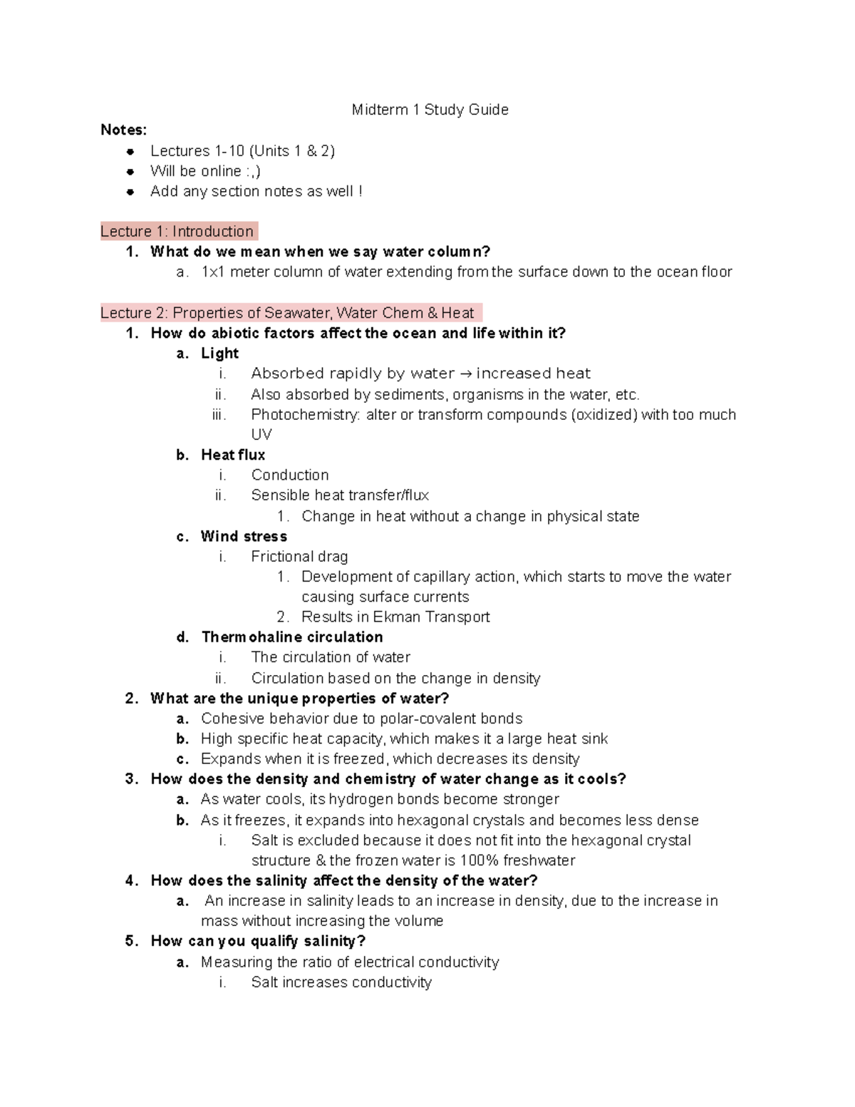 EEMB 142B Midterm 1 Study Guide - Midterm 1 Study Guide Notes: Lectures ...