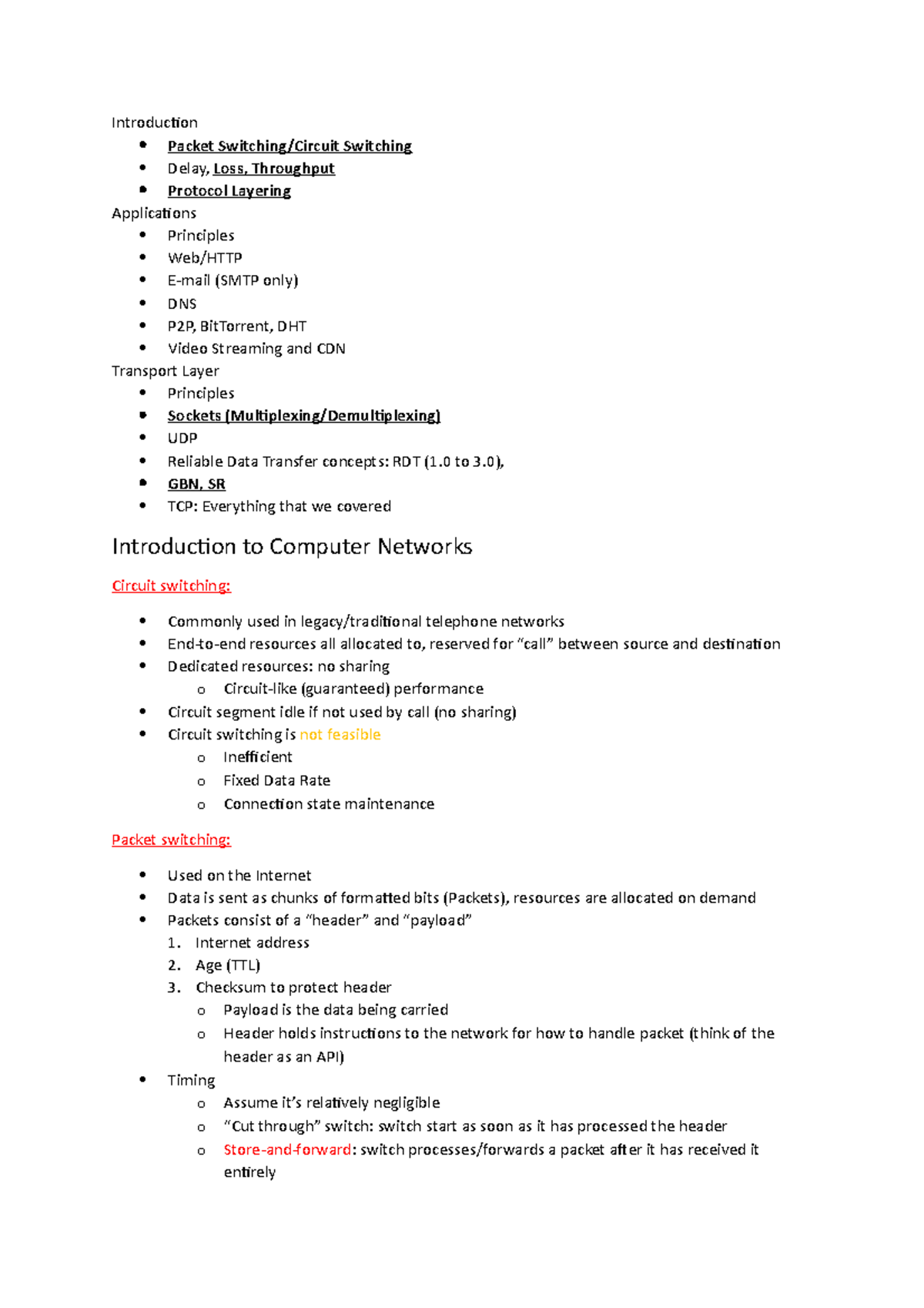 1. Introduction to Computer Networks - Introduction Packet Switching ...