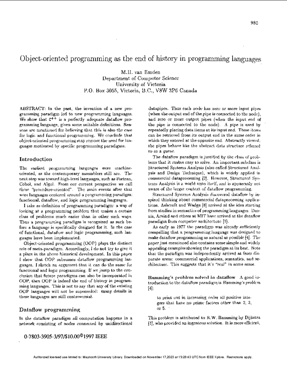 Object-oriented programming as the end of history in programming ...