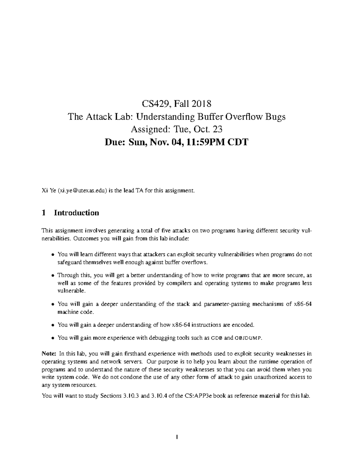Attacklab - handout for last lab assignment - CS429, Fall 2018 The ...