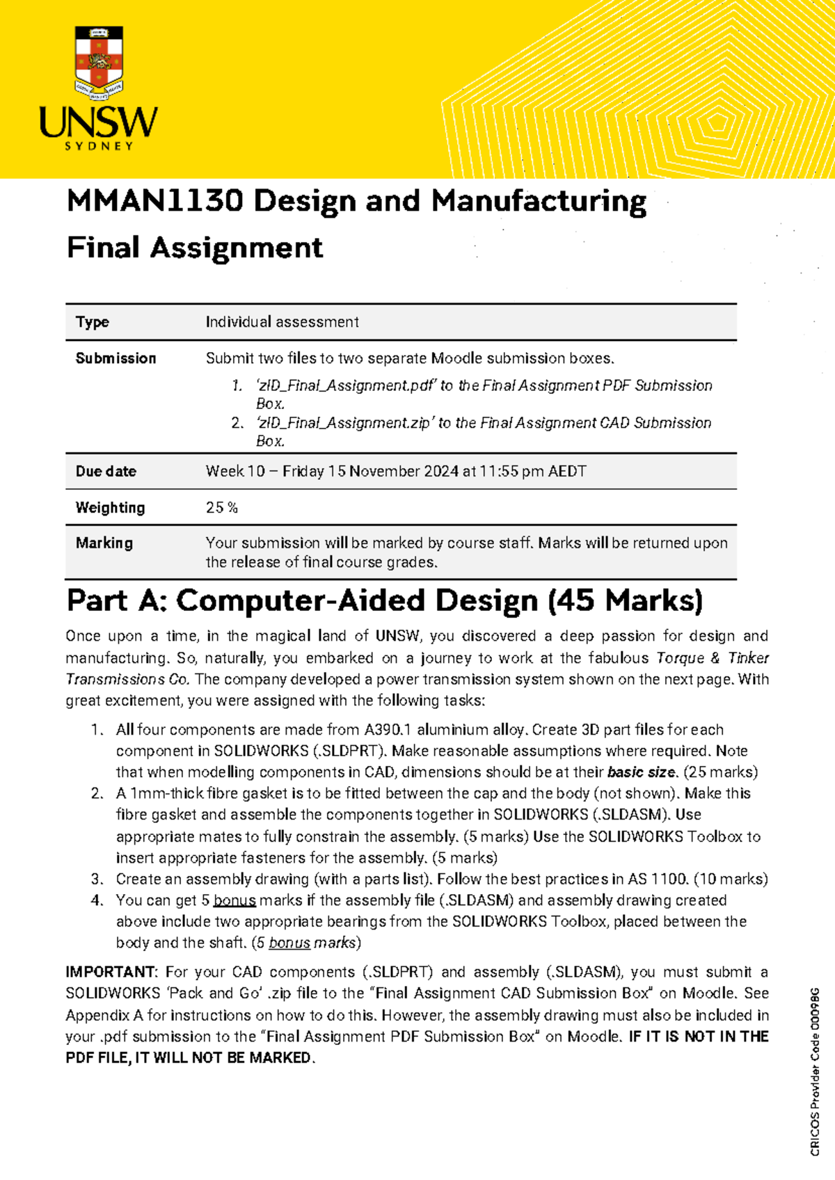 2024 MMAN1130 Final Assignment guidelines - Type Individual assessment ...
