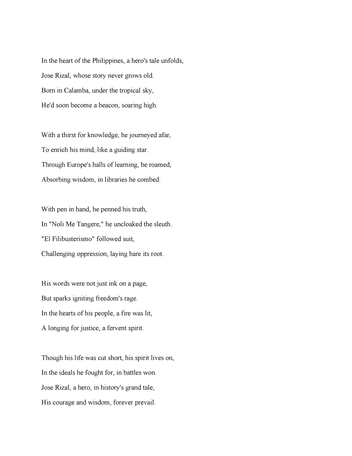 Poem about jose rizal.edited - In the heart of the Philippines, a hero ...