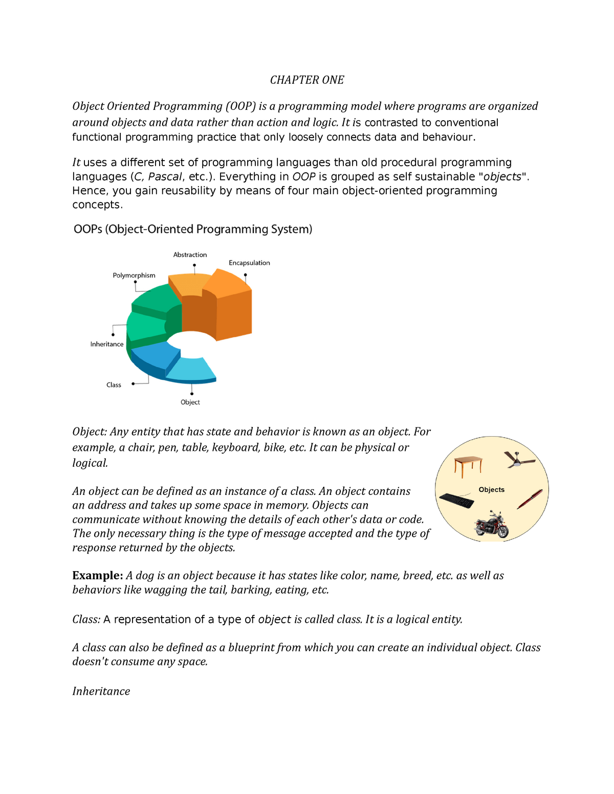 introduction-to-oop-chapter-one-object-oriented-programming-oop-is-a-programming-model-where