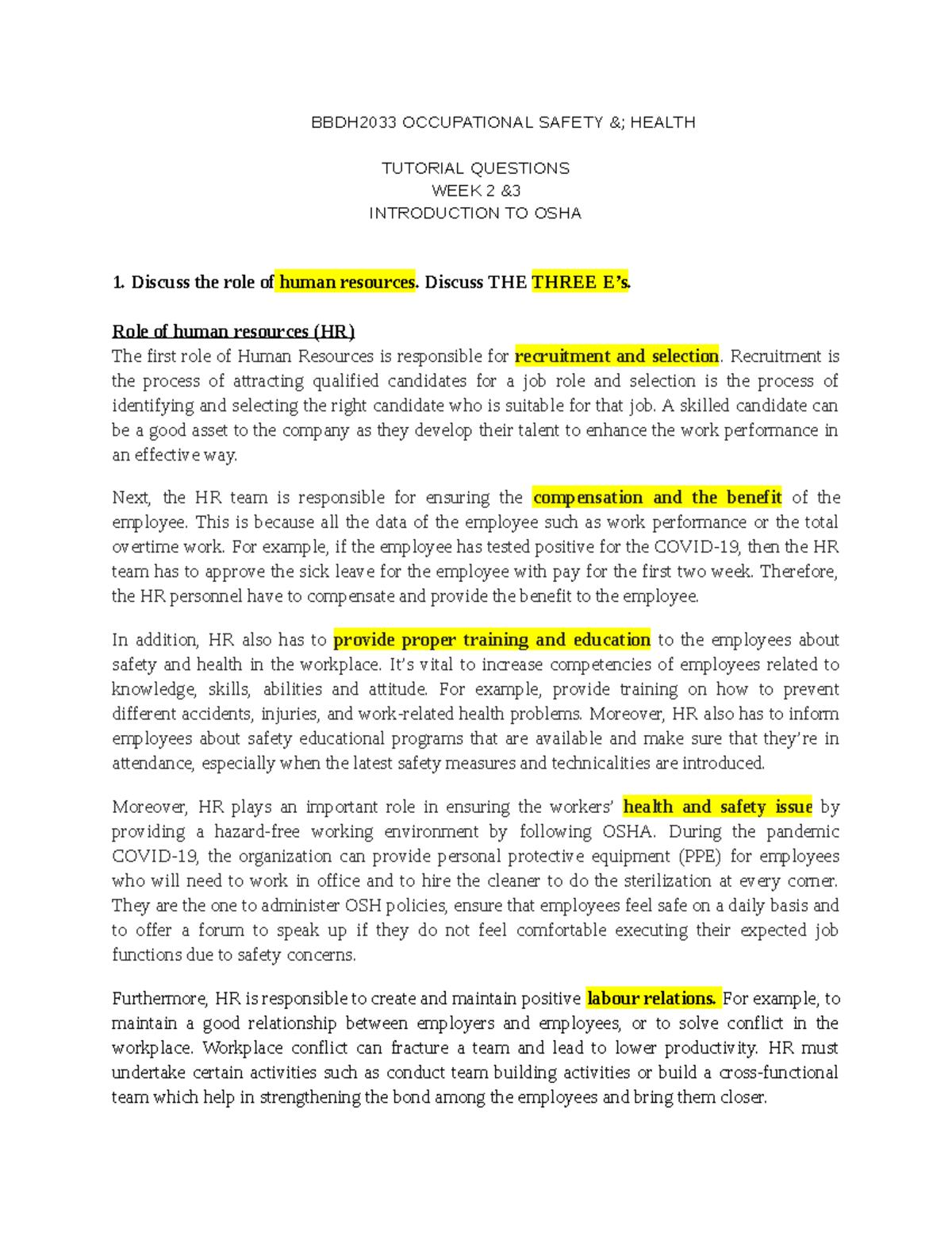 OSH Tutorial all - BBDH2033 OCCUPATIONAL SAFETY & HEALTH TUTORIAL ...