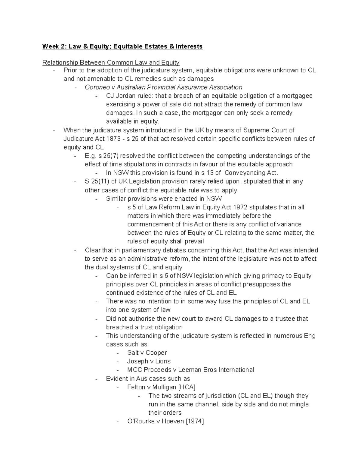 Equity Week 2 Lecture - Equitable Estates & Interests - Week 2: Law ...