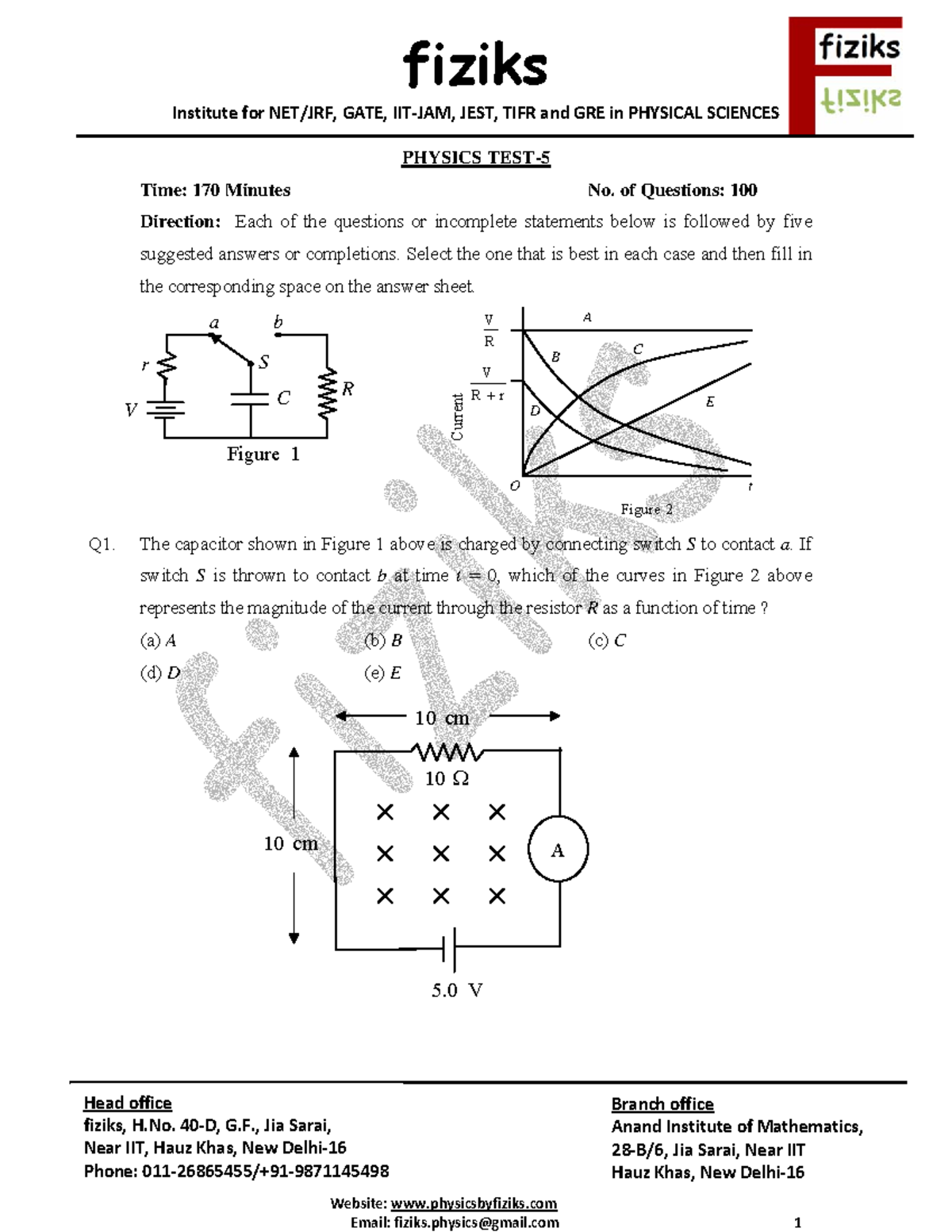 5.GRE Sample Paper 5 - M Phil Physics GRE - Institute For NET/JRF, GATE ...