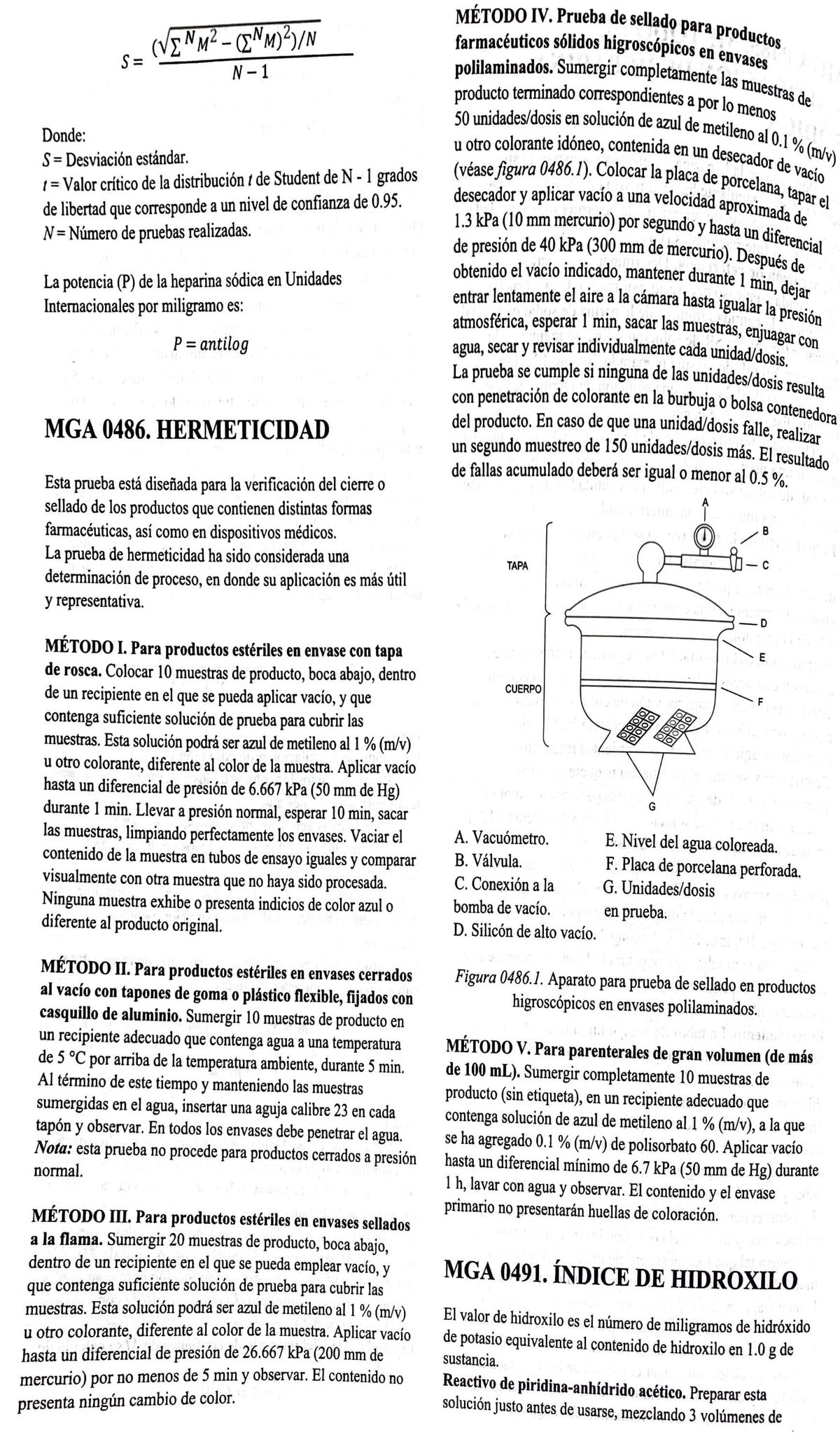 Hermeticidad - D1 NMz - A:,N M) 2 )/N S= N- Donde : S = Desviación ...