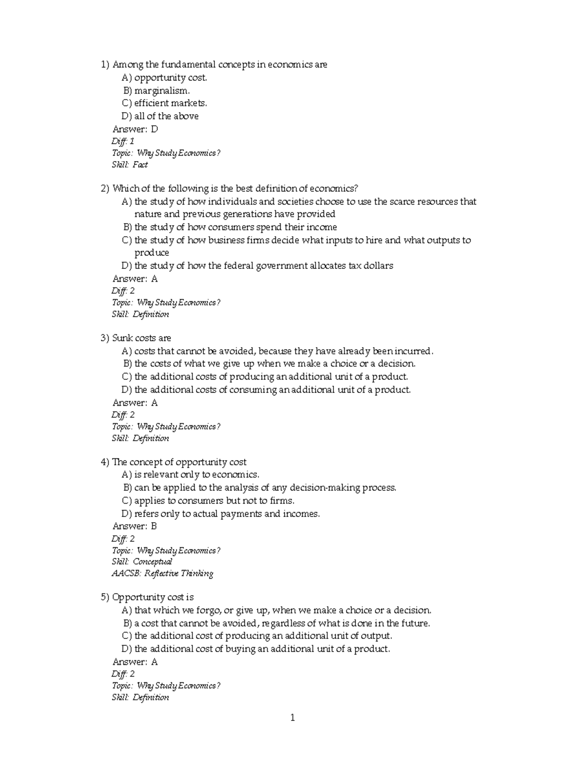 MAS Microeconomics Sample Questions - Among the fundamental concepts in ...