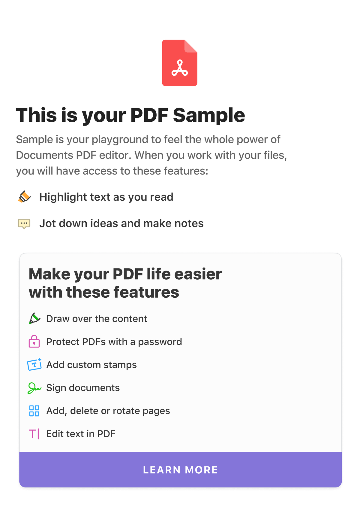 Sample PDF - This is your PDF Sample Sample is your playground to feel ...