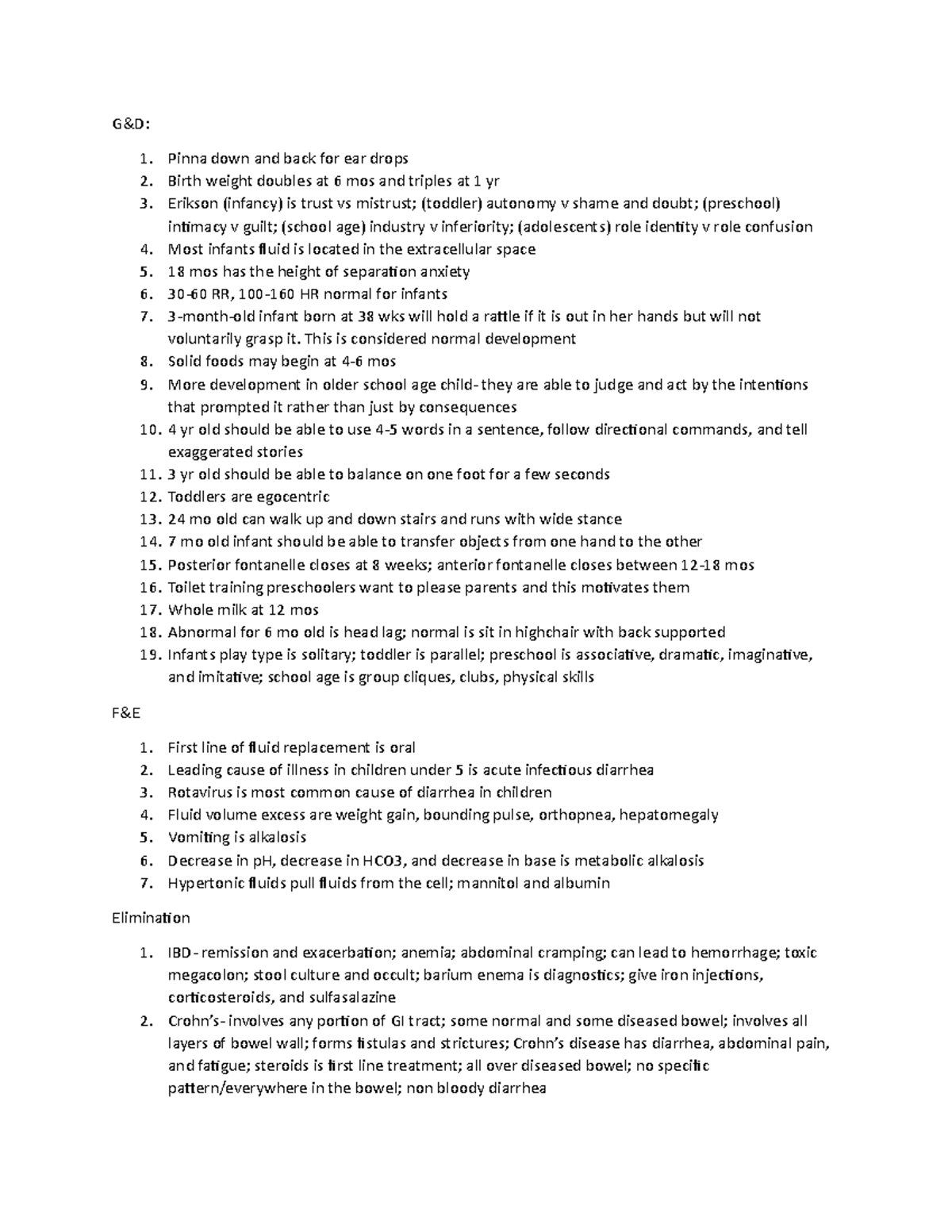 Final exam key points level 3 - G&D: Pinna down and back for ear drops ...