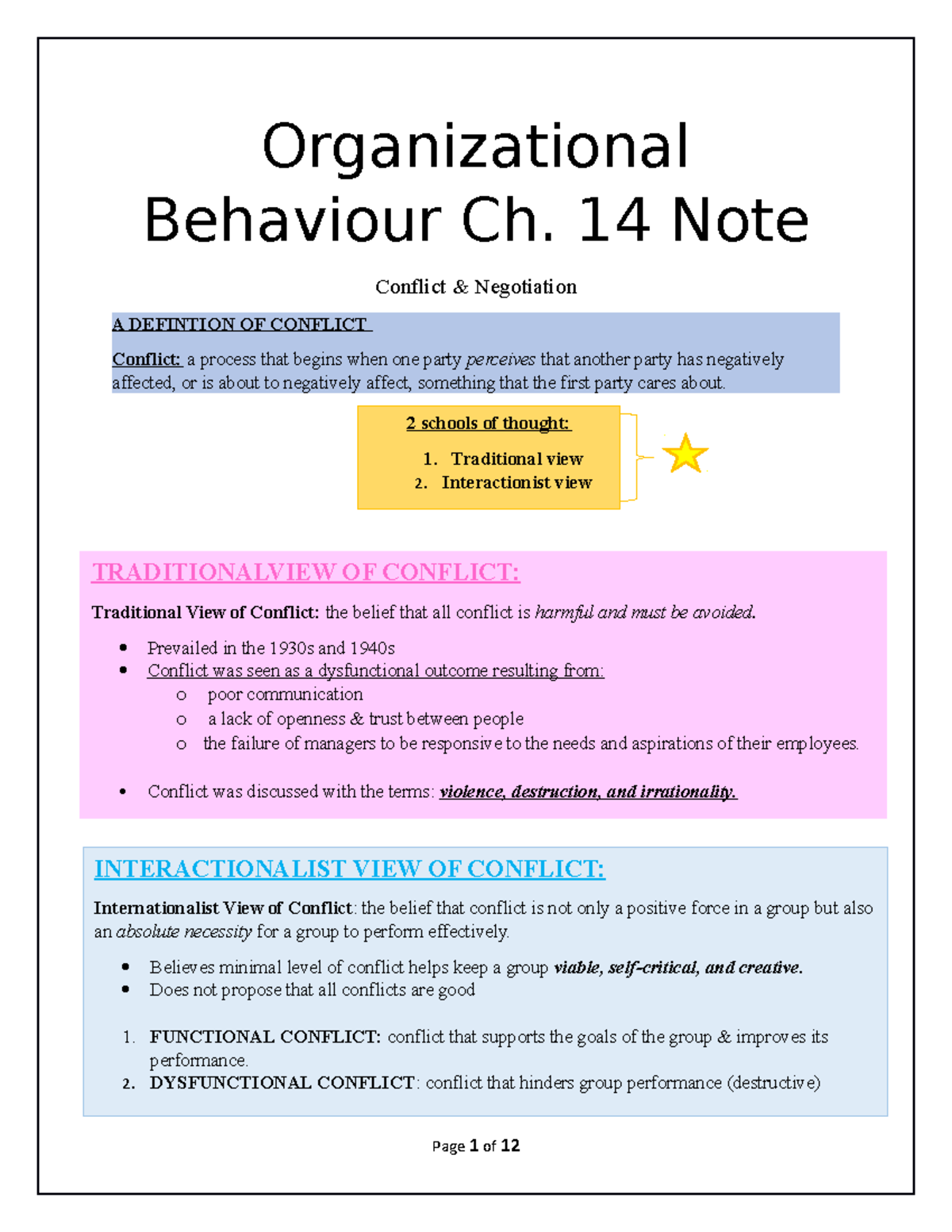 Organizational Behaviour Ch 14 Note - Organizational Behaviour Ch. 14 ...