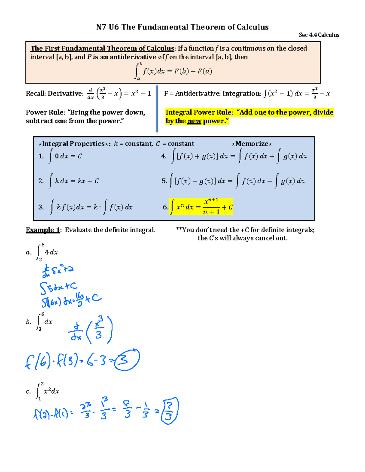 U6 N07 Fundamental Thrm Calculus - N 7 U 6 The Fundamental Theorem of ...