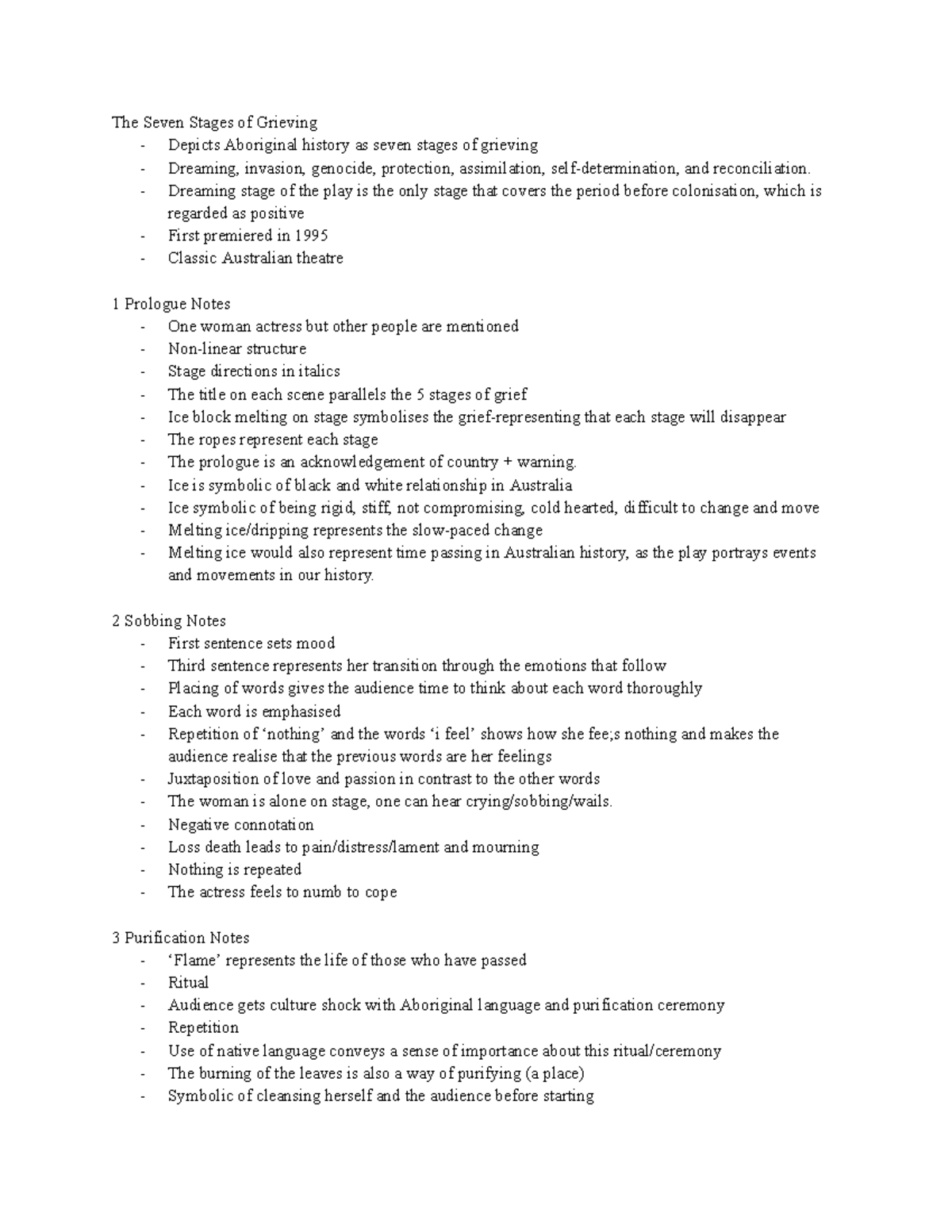 The Seven Stages of Grieving - Dreaming stage of the play is the only ...