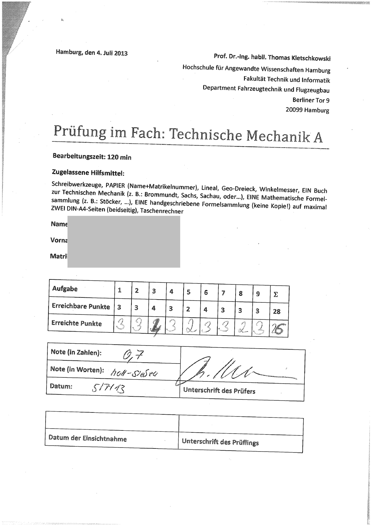 TMA So Se13 Kletschkowski - Technische Mechanik A Mit Übung - Studocu