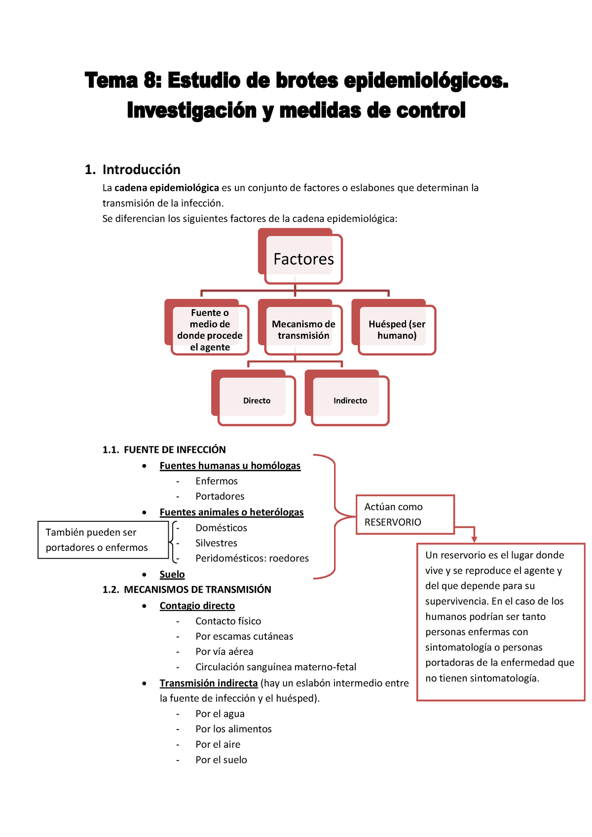 Salud - Apuntes 8 - 1. Introducción La cadena epidemiológica un conjunto de factores - Studocu