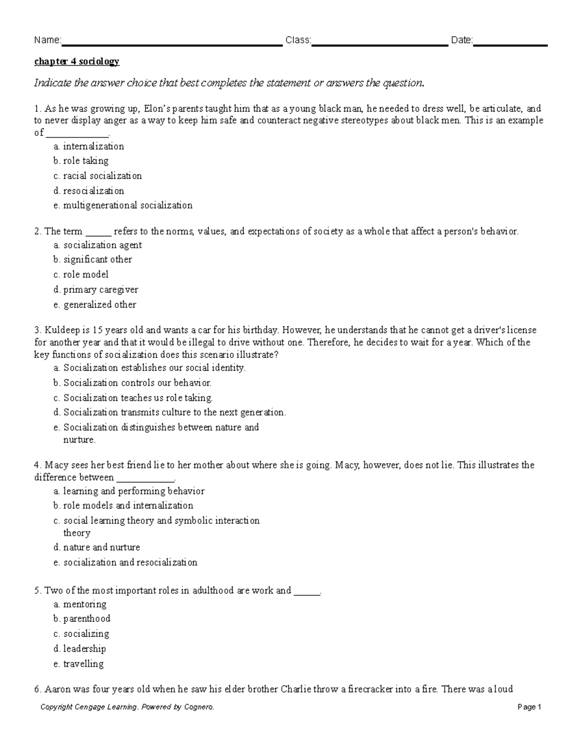 Chapter 4 Sociology-3 - Test Bank - Chapter 4 Sociology Indicate The ...