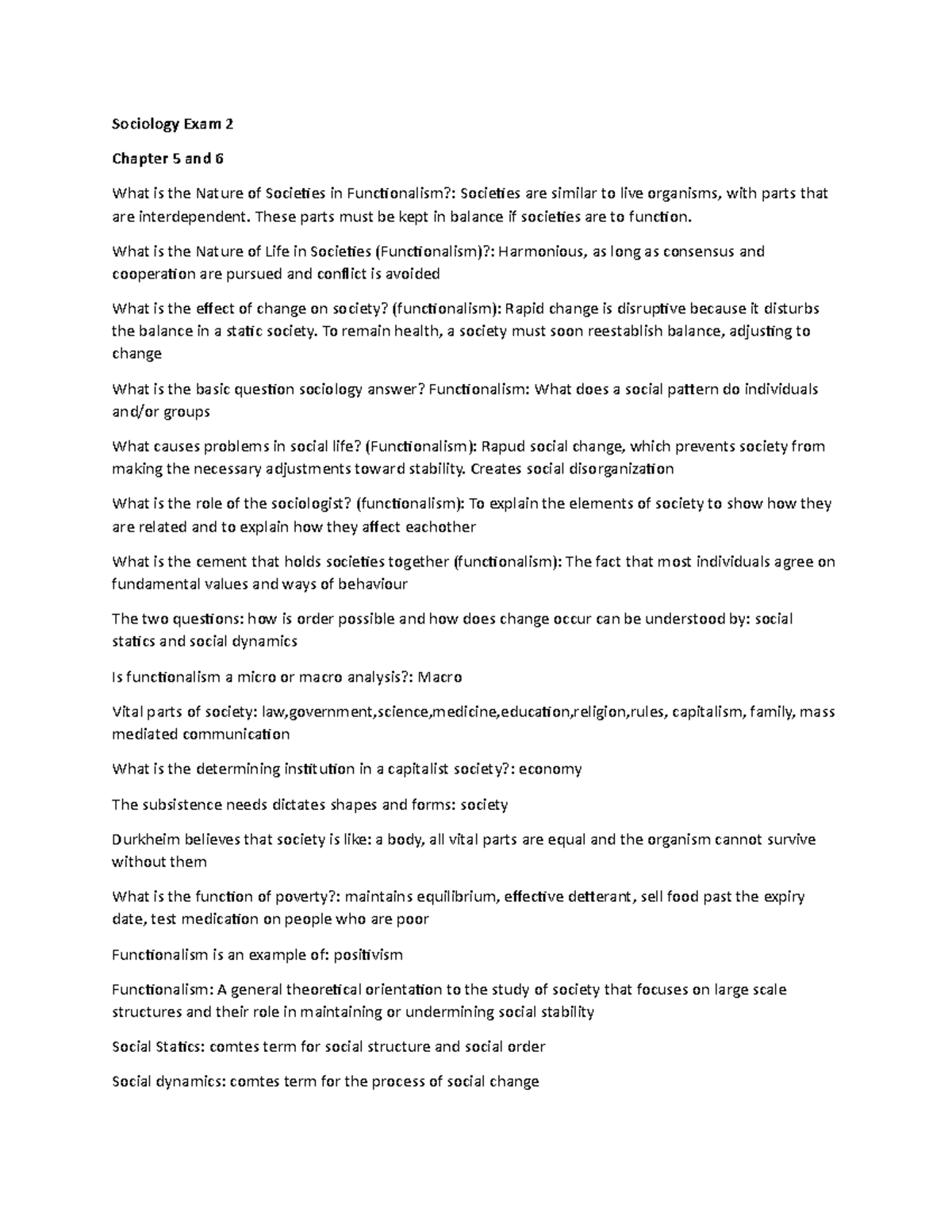 Sociology Exam 2 - Notes for Studying - Sociology Exam 2 Chapter 5 and ...