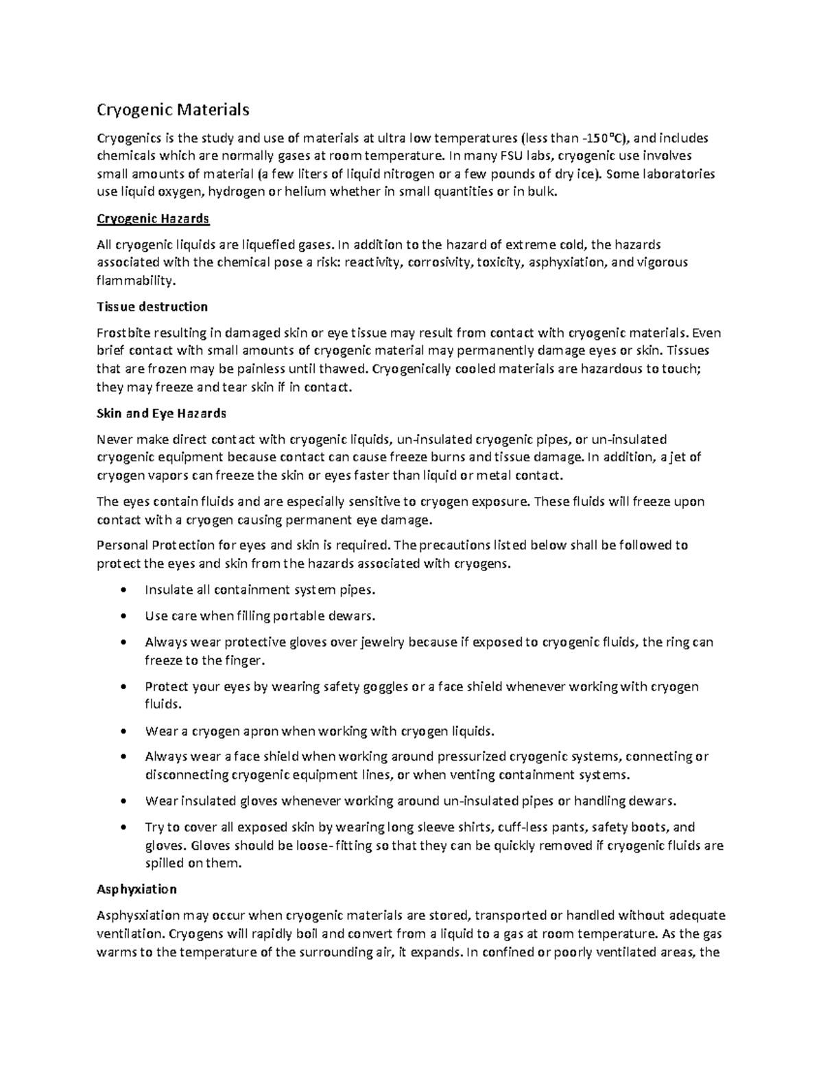 Cryogenic Materials Note Cryogenic Materials Cryogenics is the study and use of materials at