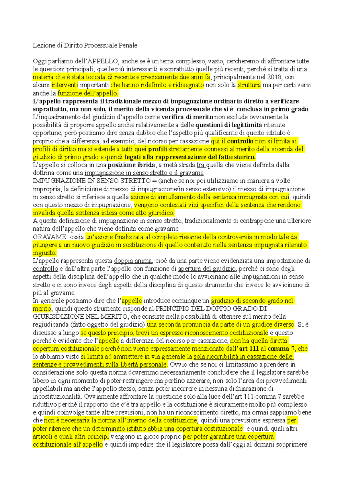 29 Appello - Lezione di Diritto Processuale Penale Oggi parliamo dell ...