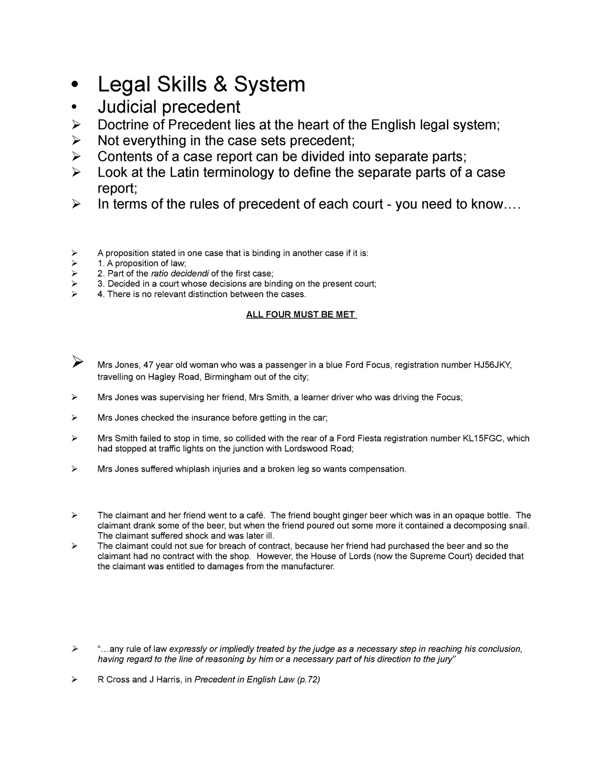 Judicial Precedent Legal Skills And System Studocu - 