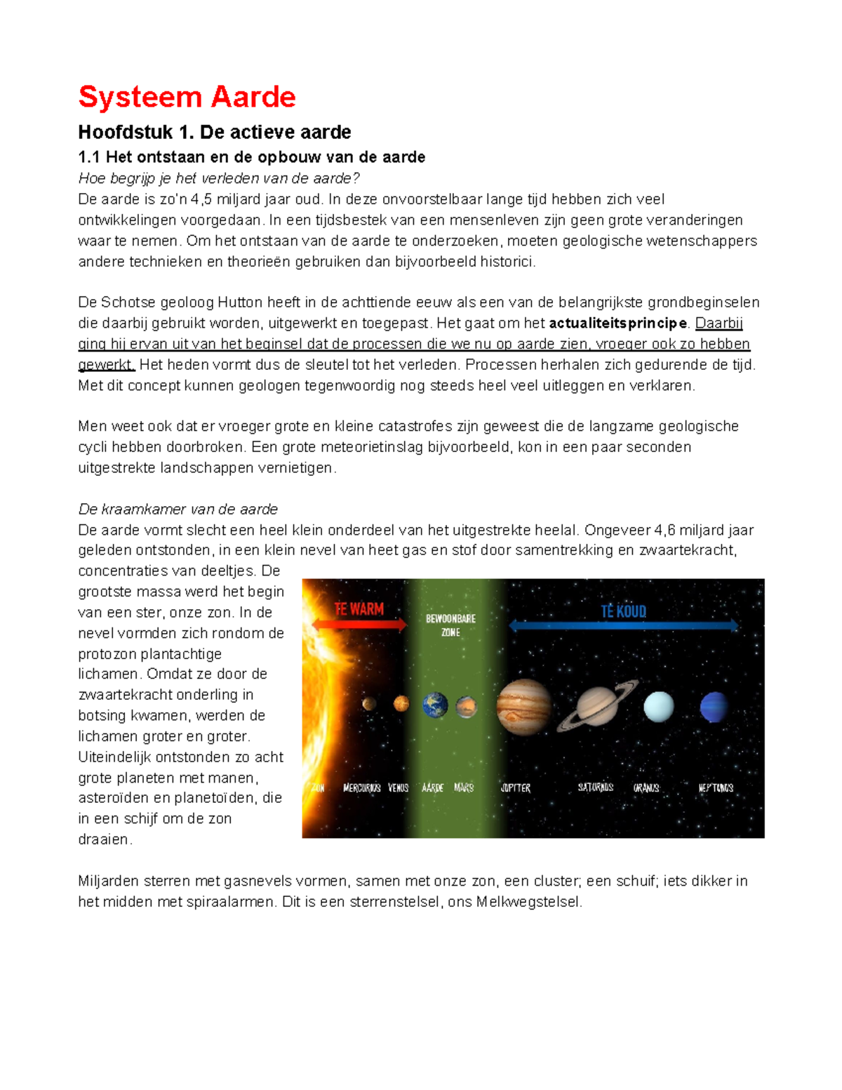 H1, H2 & H3 Systeem Aarde - Systeem Aarde Hoofdstuk 1. De Actieve Aarde ...