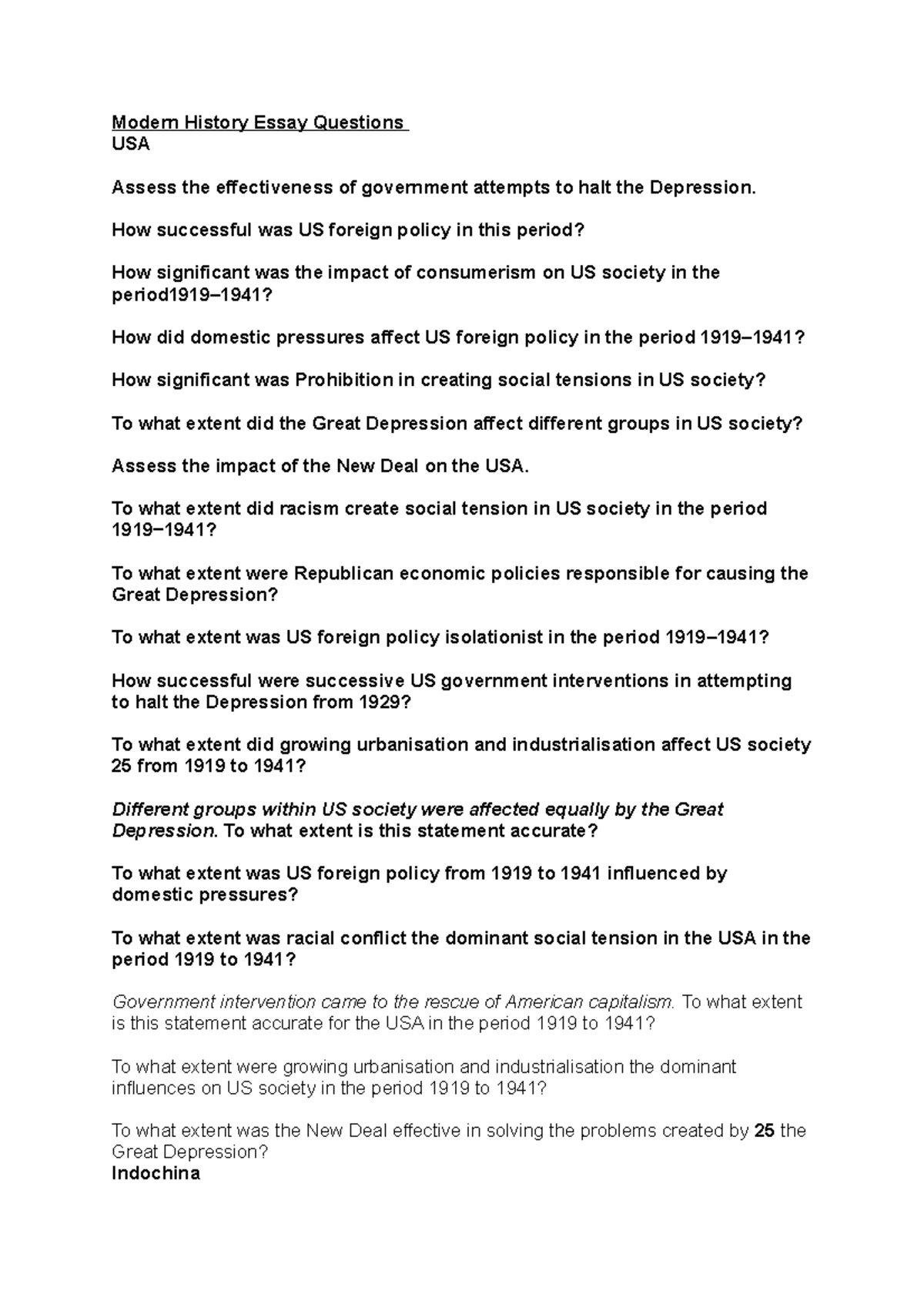 Modern history essays - Studocu