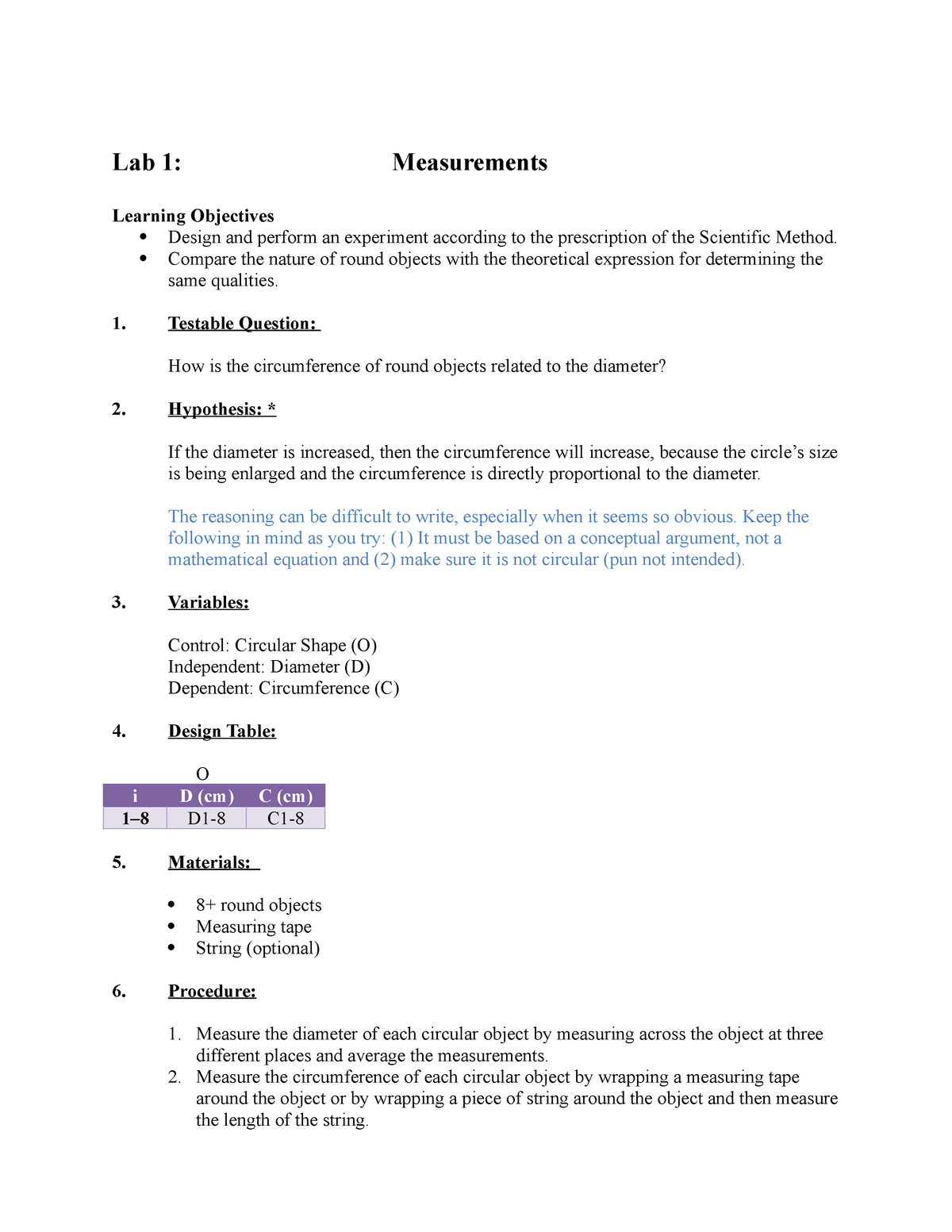 Phy 111l Lab 1 Measurements Lab 1 Measurements Learning Objectives Design And Perform An 6594