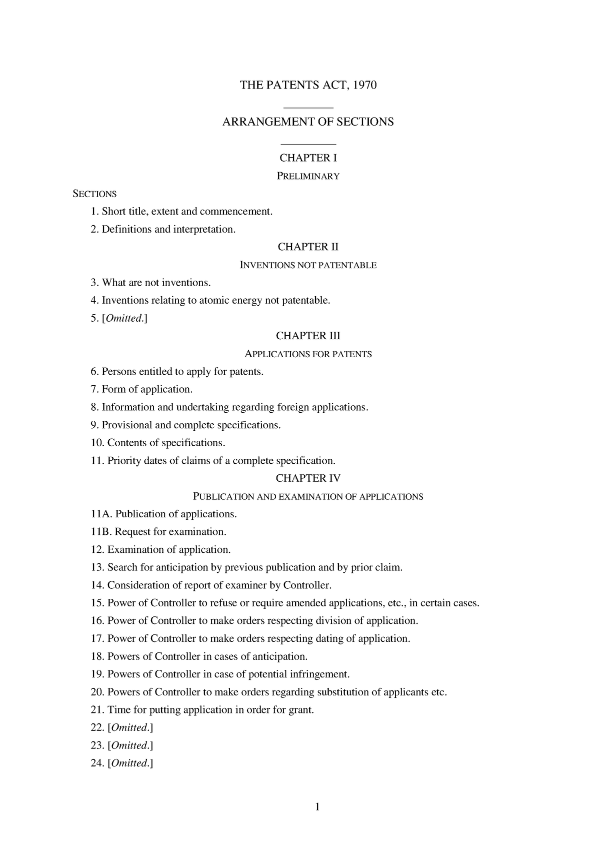 Patent Act THE PATENTS ACT 1970 ARRANGEMENT OF SECTIONS   Thumb 1200 1697 