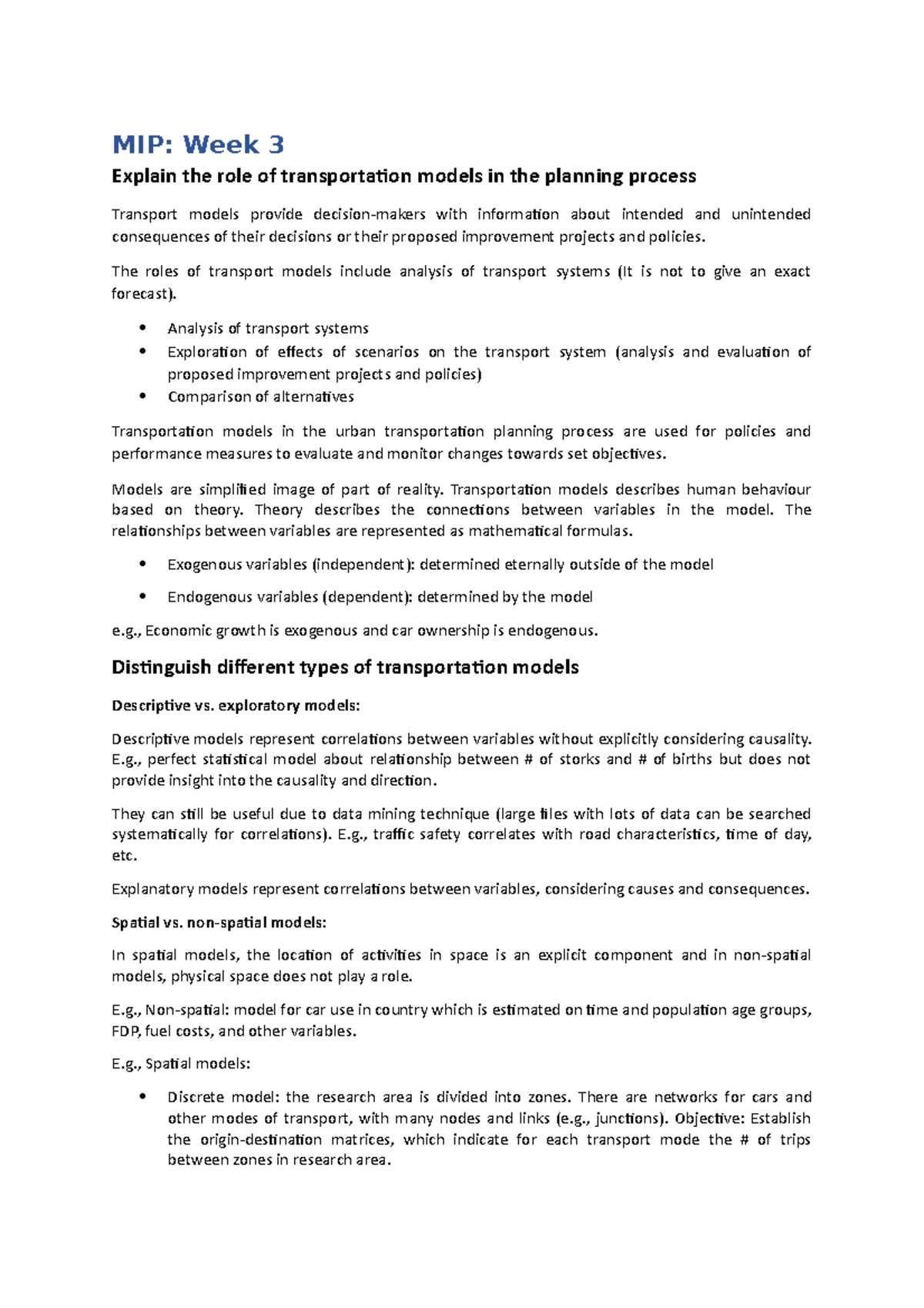 MIP week 3 Summary of MIP Week 3 MIP Week 3 Explain the role of