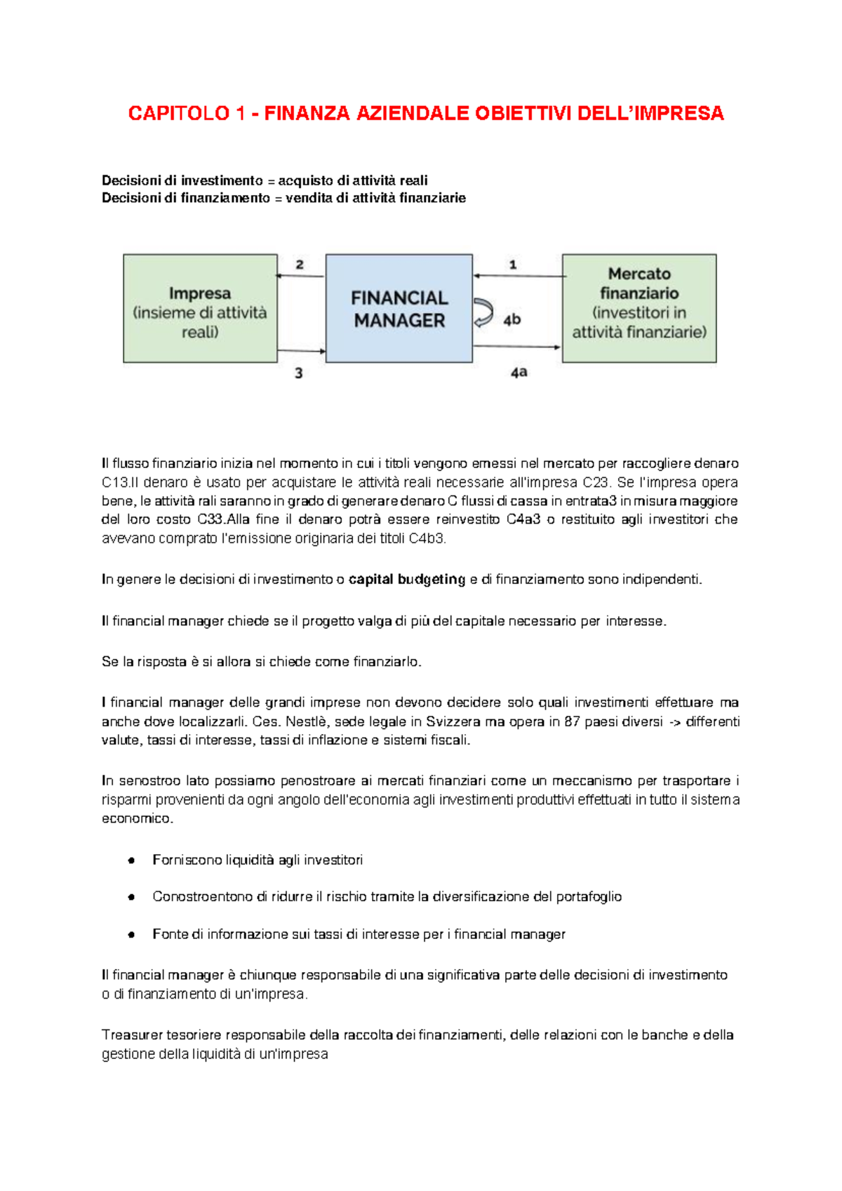 Principi di Finanza Aziendale - riassunti e integrazioni - CAPITOLO 1 ...