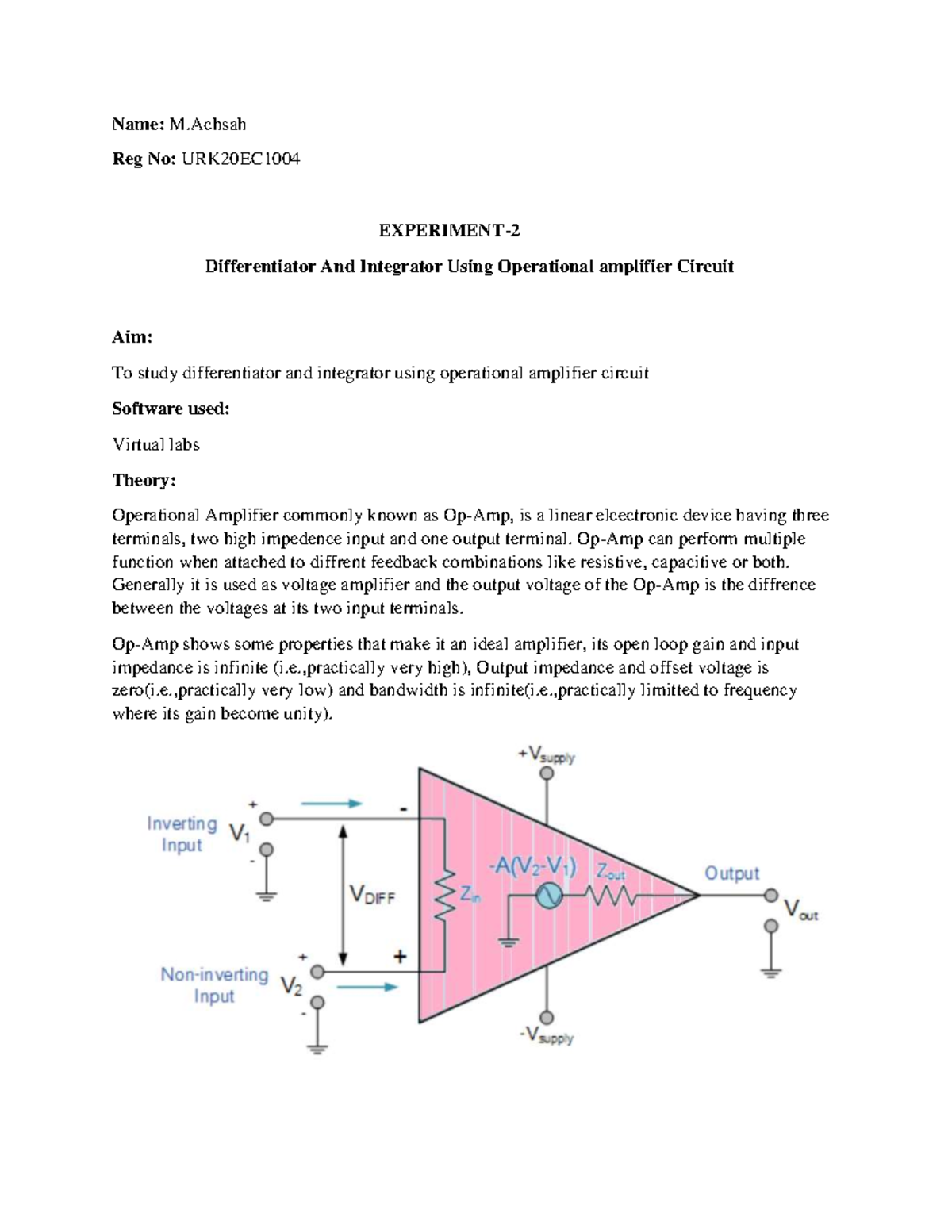 integrator and differentiator experiment theory