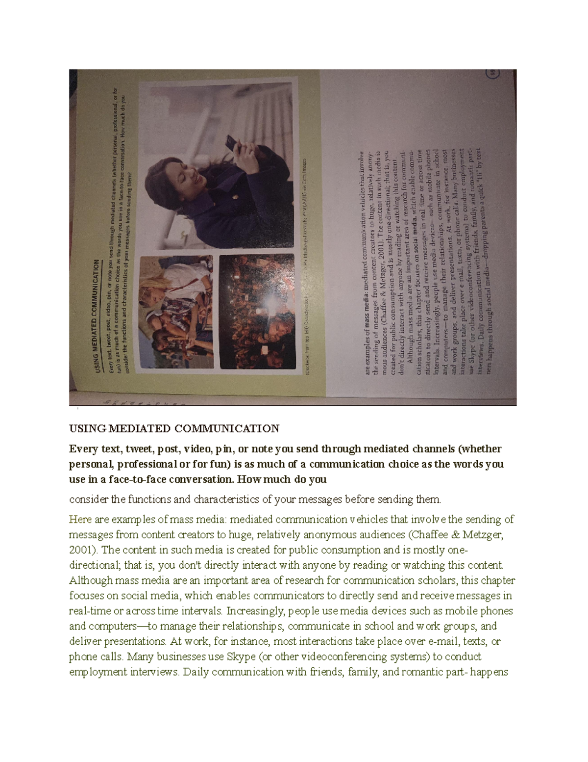 Foundations of COM ch3 textbook pt3 - USING MEDIATED COMMUNICATION ...