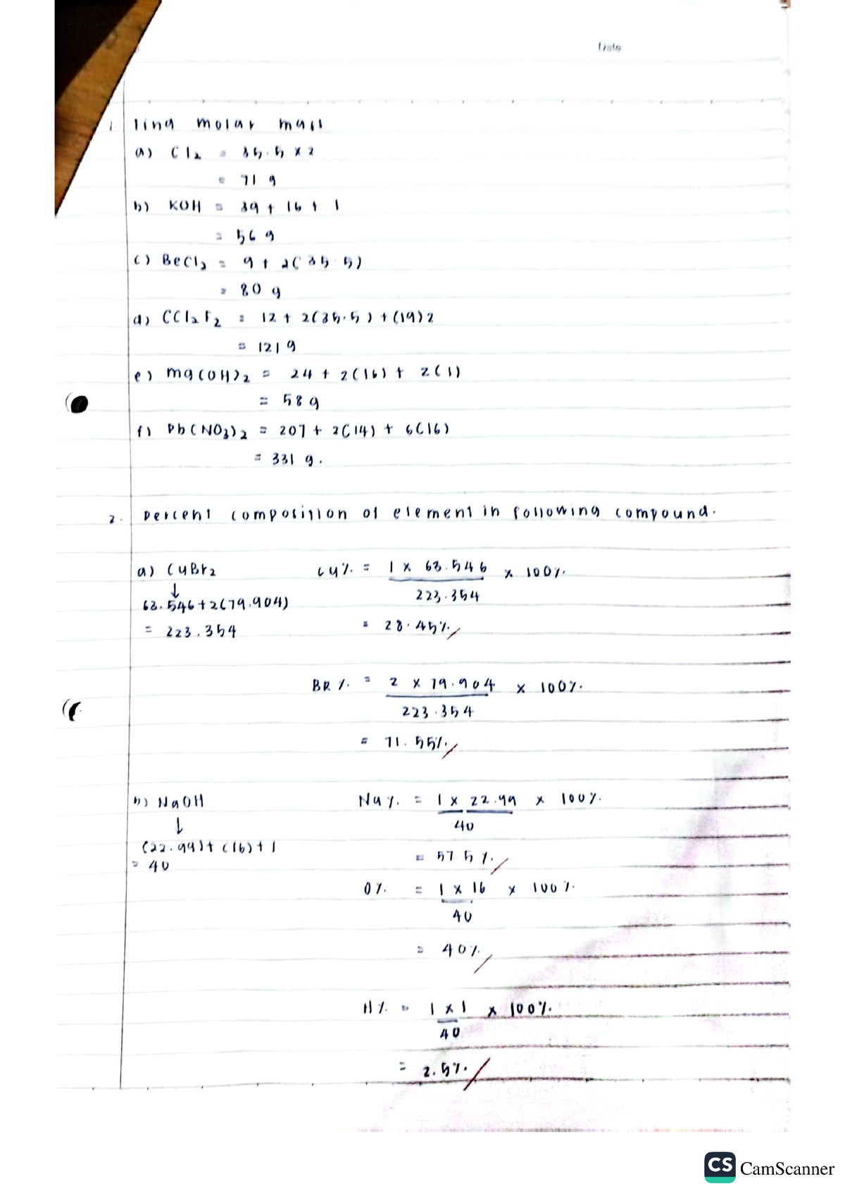 Tutorial 1(b) CHM131 - Chemistry - Studocu