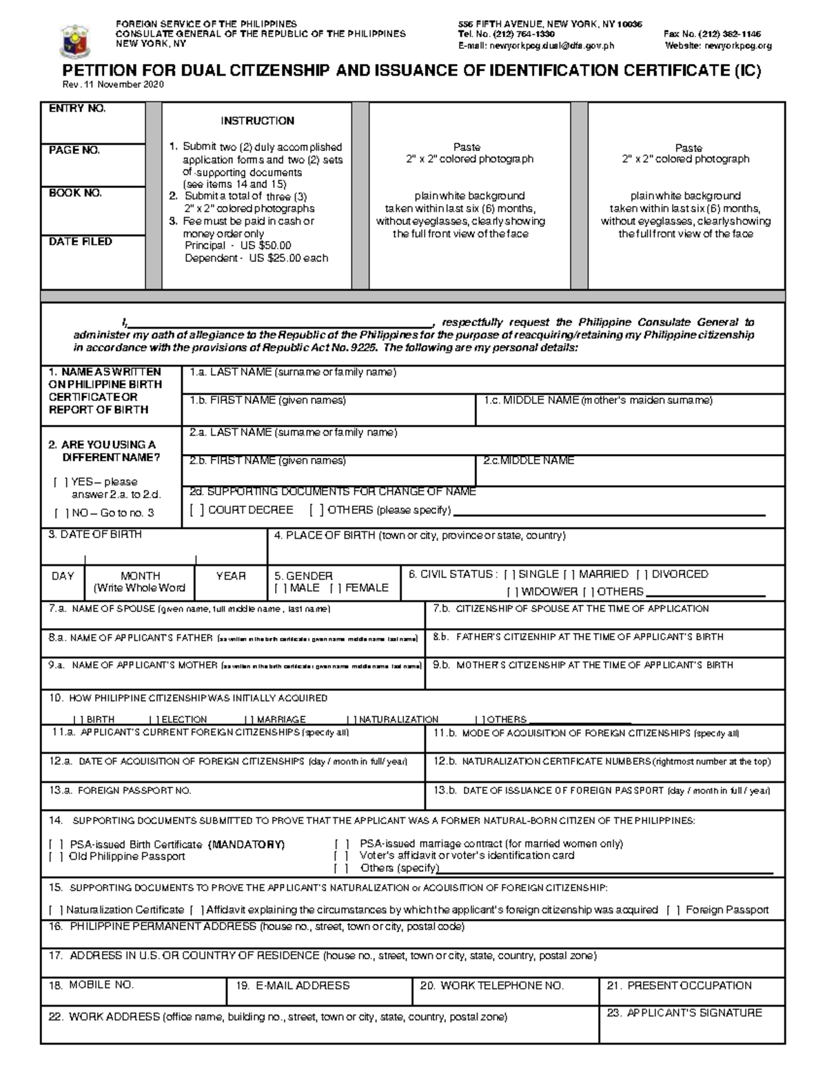 9Nov Dual Citizenship Application Form 11 November 2020 FOREIGN 