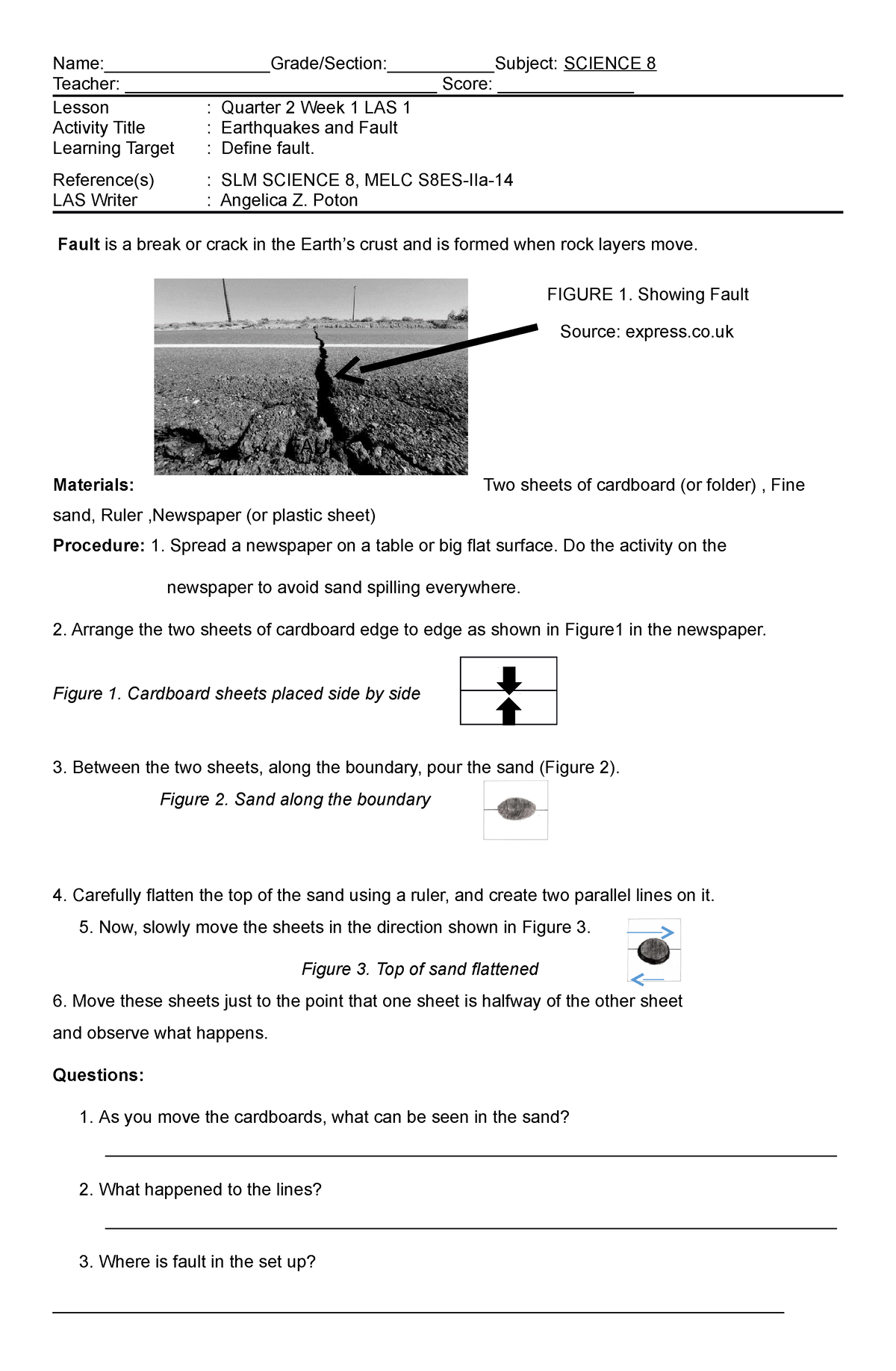 Science 8 Week 1 LAS 1 - Name:_________________Grade/Section ...