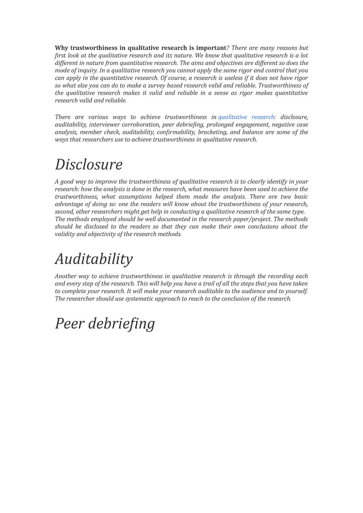 scholarly articles on trustworthiness in qualitative research