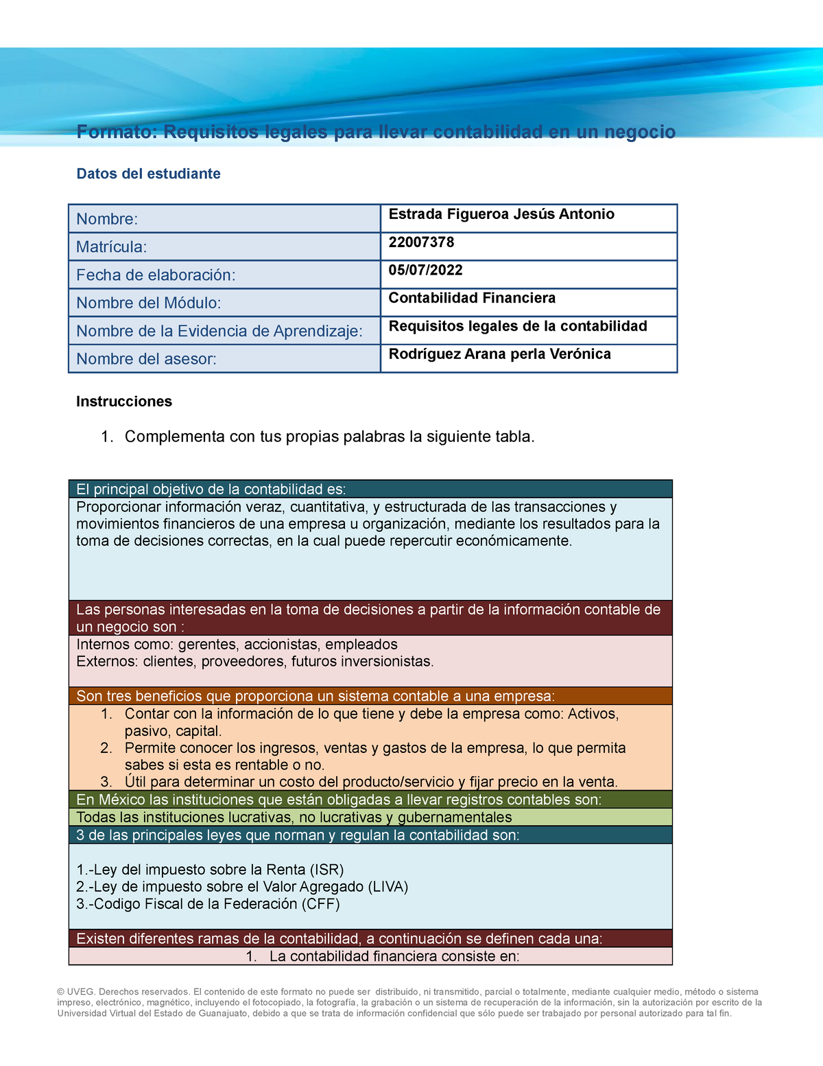 Requisitos Legales De La Contabilidad Complementa Con Tus Propias Palabras La Siguiente Tabla 9433