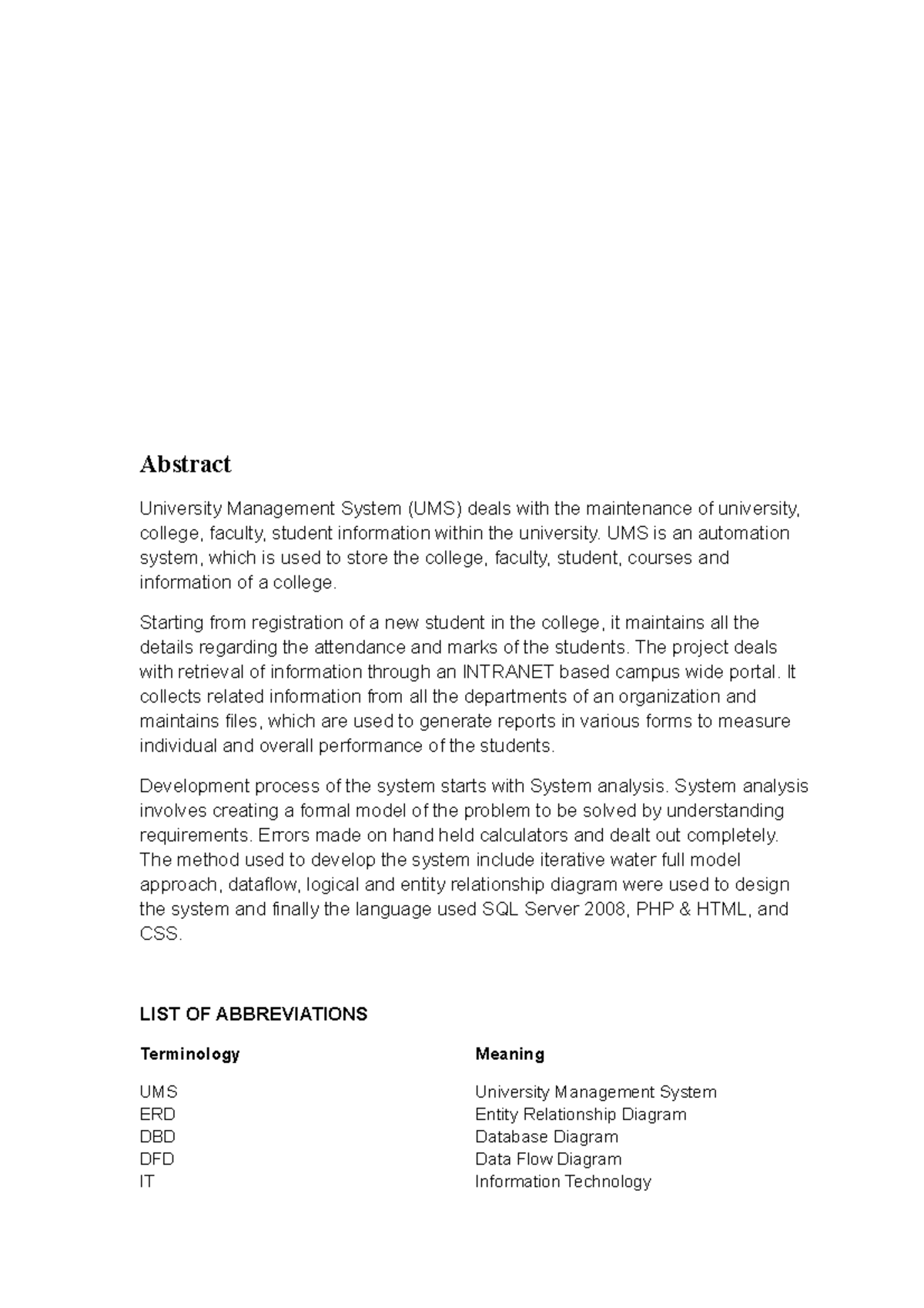 Report - notice - Abstract ####### University Management System (UMS ...