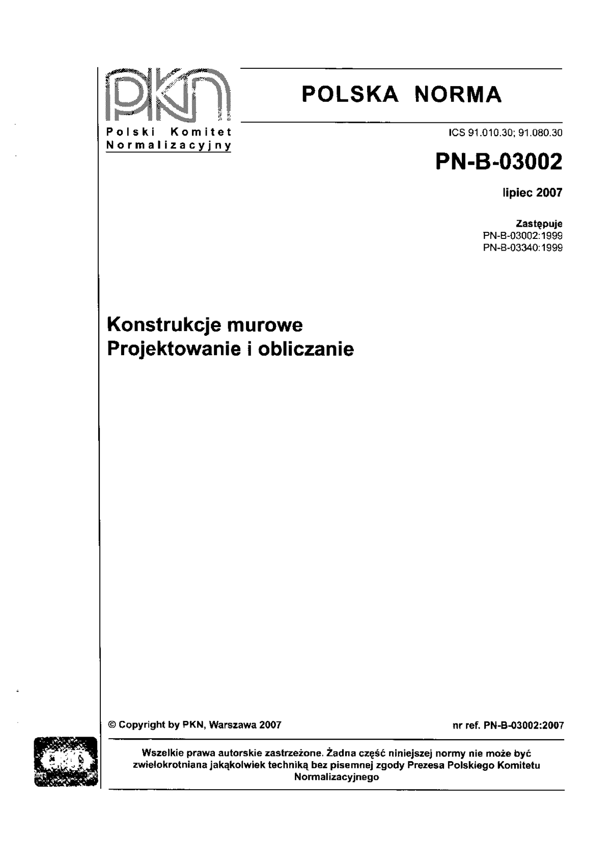 09 Pn B 030022007 Konstrukcje Murowe Projektowanie I Obliczanie Budownictwo Ogólne Pk 0049