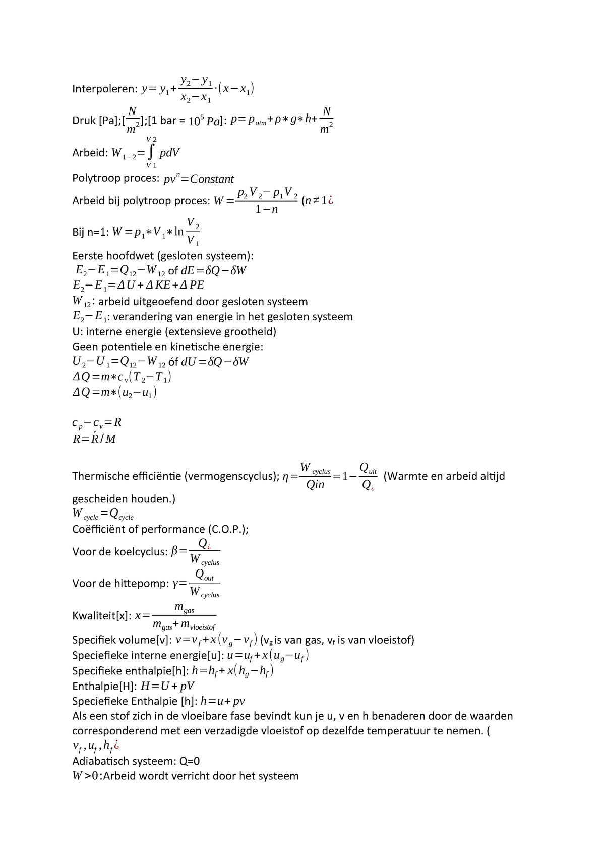 Thermofluids Samenvatting Studeersnel